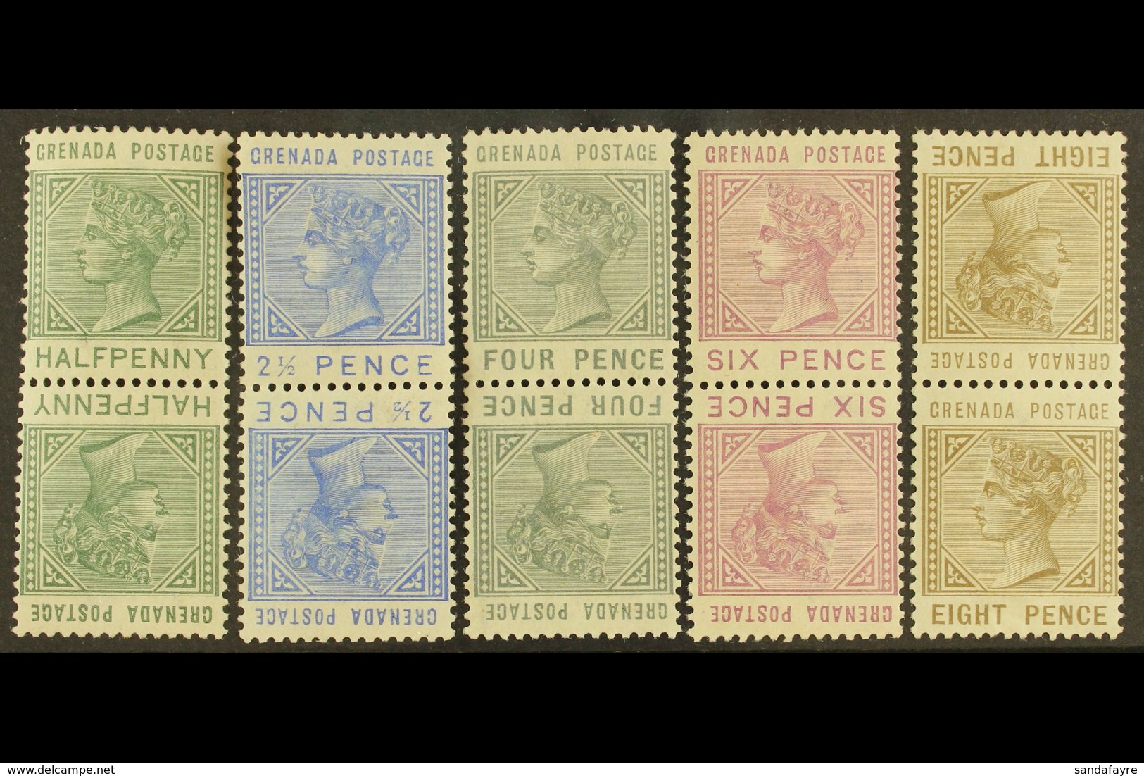 1883  ½d, 2½d, 4d, 6d, And 8d Tete-beche Vertical Pairs, SG 30a Plus 32a/35a, Mint, The 2½d And 6d Never Hinged Mint. (5 - Grenada (...-1974)