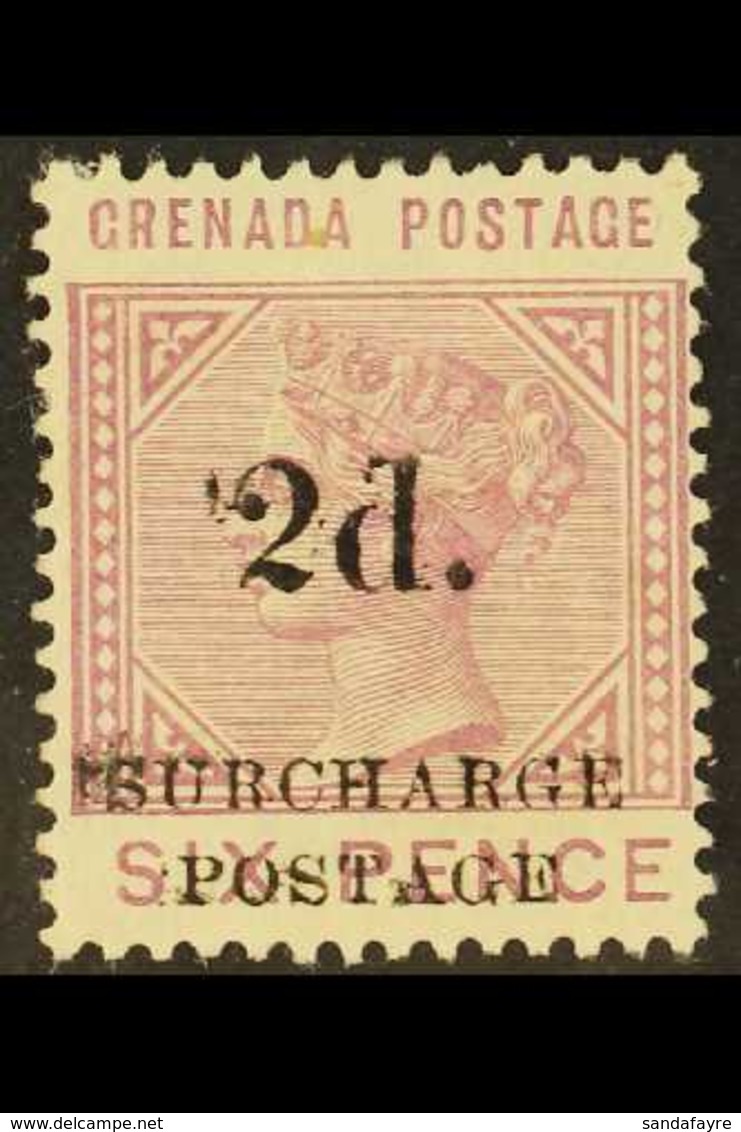 POSTAGE DUE  1892 2d On 6d Mauve, SG D6, Good To Fine Mint, Light Horiz. Crease. For More Images, Please Visit Http://ww - Grenada (...-1974)