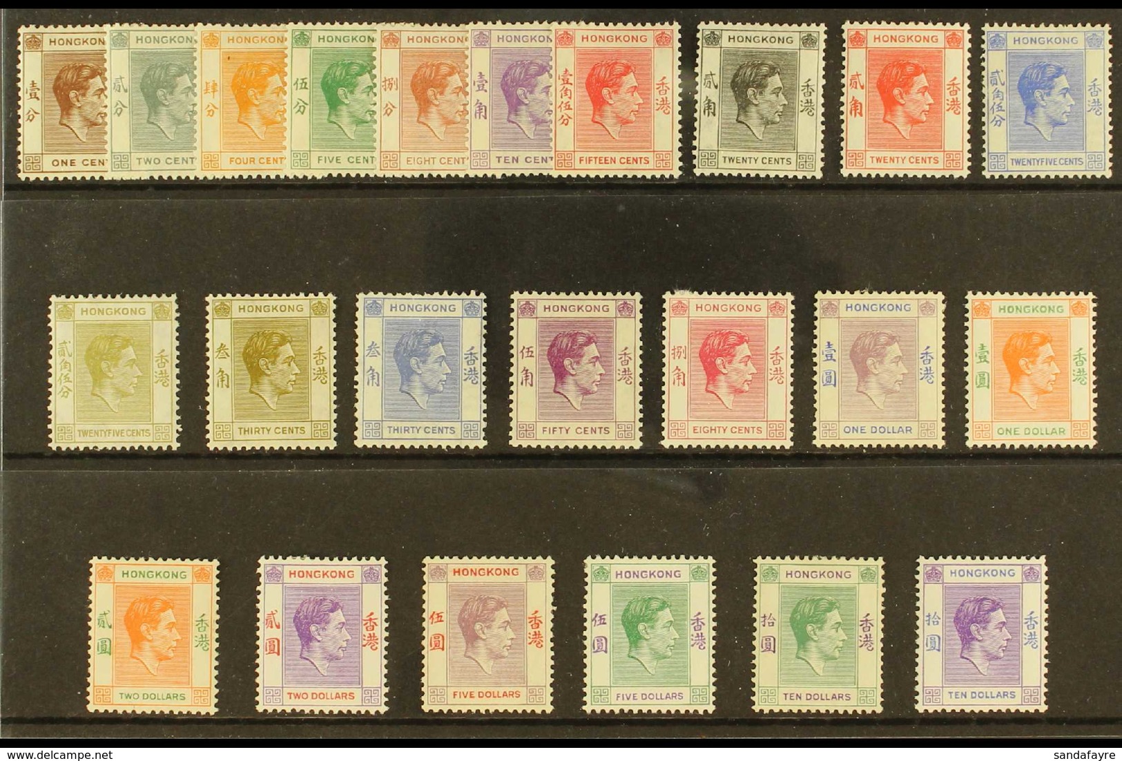 1938-52  Definitives Set Complete, SG 140/62, Very Fine Mint, The $10 Green And Violet Without The Usual Toned Gum, Whic - Sonstige & Ohne Zuordnung