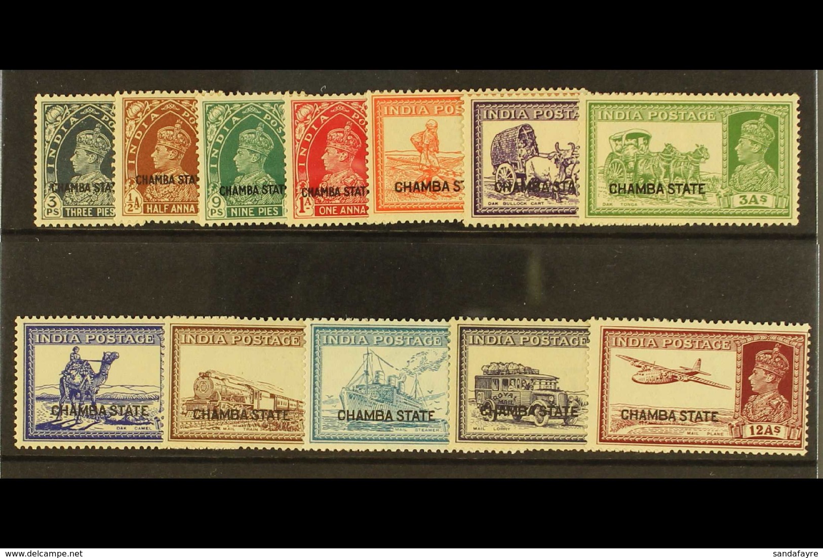 CHAMBA  1938 KGVI Defins Complete To 12a, SG 82/93, Fine Mint (12). For More Images, Please Visit Http://www.sandafayre. - Sonstige & Ohne Zuordnung