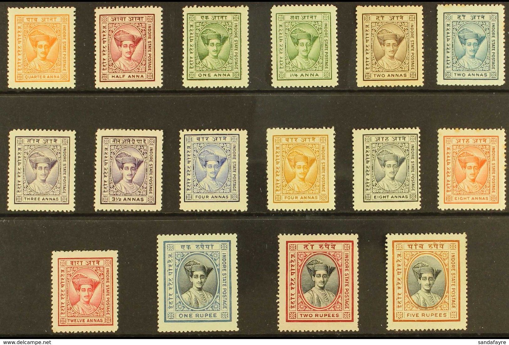 INDORE  1927-37 Set Complete Except For The 3a Prussian Blue, SG 16/22, 24/32, Very Fine Mint, The 2a Bluish Green & 8a  - Sonstige & Ohne Zuordnung