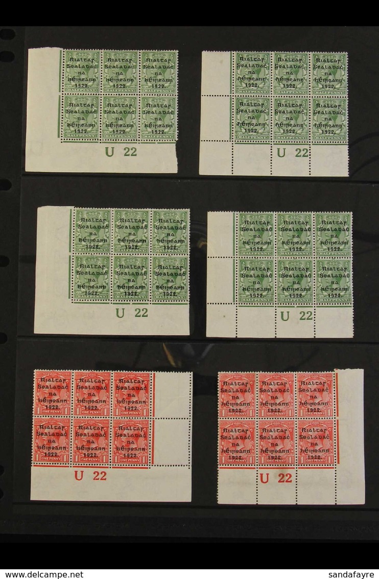 1922 CONTROL BLOCKS  Thom Wide Setting Set (SG 47/51), Control Blocks Of Six, With ½d U22 Perf And Imperf For Plates 1 A - Sonstige & Ohne Zuordnung