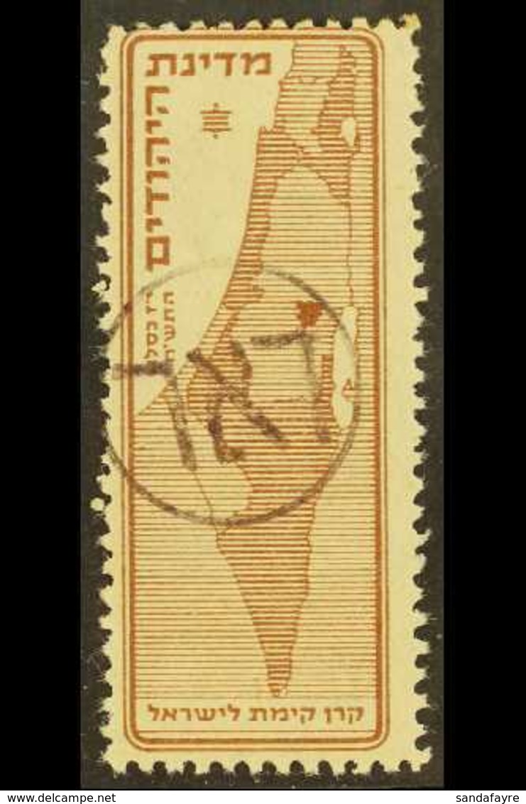 1948 INTERIM PERIOD LOCAL OVERPRINT.  HAIFA 10m Brown On Yellow Paper JNF Map Type Label With Local Overprint Showing FI - Sonstige & Ohne Zuordnung