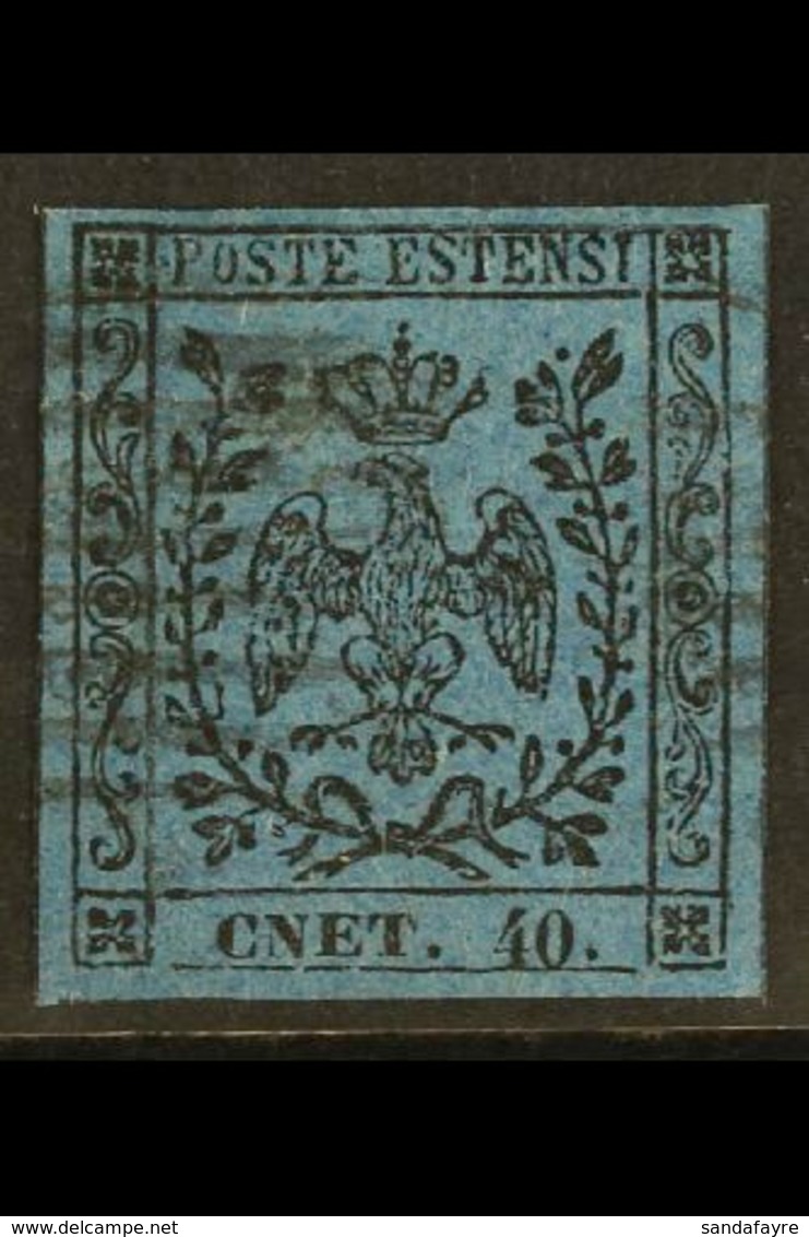 MODENA  1852 40c On Deep Blue, With Stop, Variety "cnet For Cent", Sass 10f, Superb Used With Large Even Margins All Rou - Ohne Zuordnung