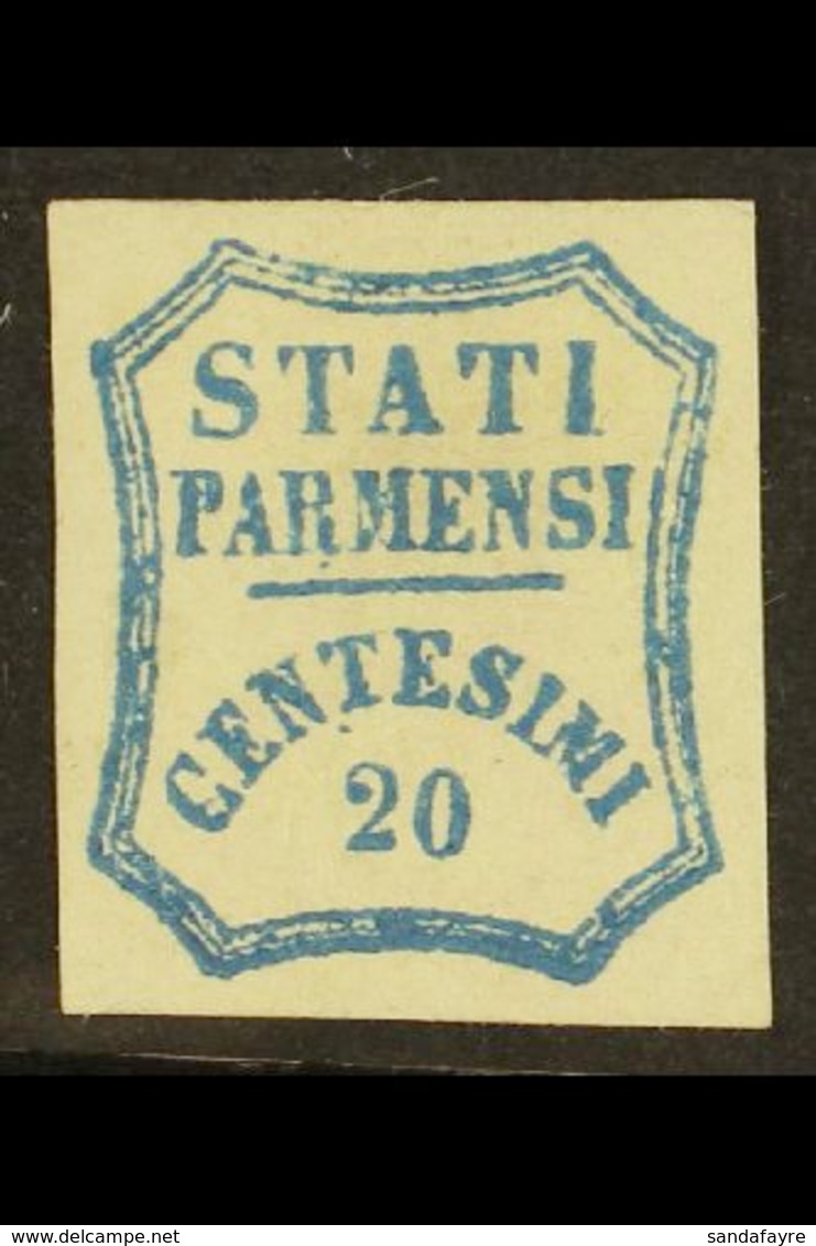 PARMA  1859 20c Bright Blue, 2nd Printing, Sass 15, Very Fine And Fresh Mint Og. Signed Brun. Lovely Bright Stamp. For M - Ohne Zuordnung