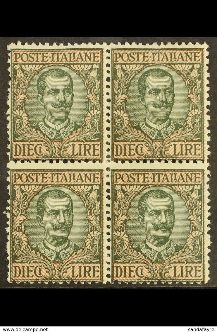 1910  10L Sage- Green And Pale Rose, Sass 91, Fine Never Hinged Mint BLOCK OF 4, Perfs At Left A Little Rough. Fresh & A - Ohne Zuordnung