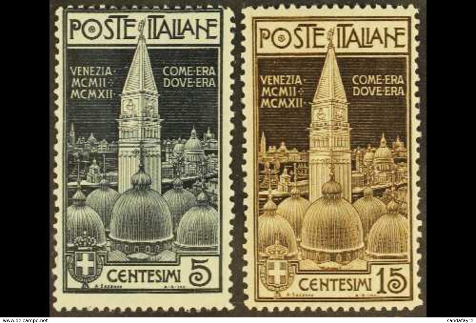 1912  St. Mark's Bell Tower Reconstruction Set, Sassone 97/8, Never Hinged Mint (2 Stamps). For More Images, Please Visi - Ohne Zuordnung