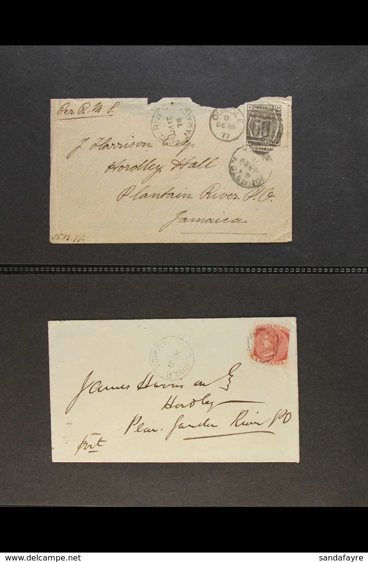 1877-1892  Covers Addressed To The Harrison Family, Hordley Estate, Plantain Garden River P.O. Five Covers Bear Jamaica  - Jamaica (...-1961)