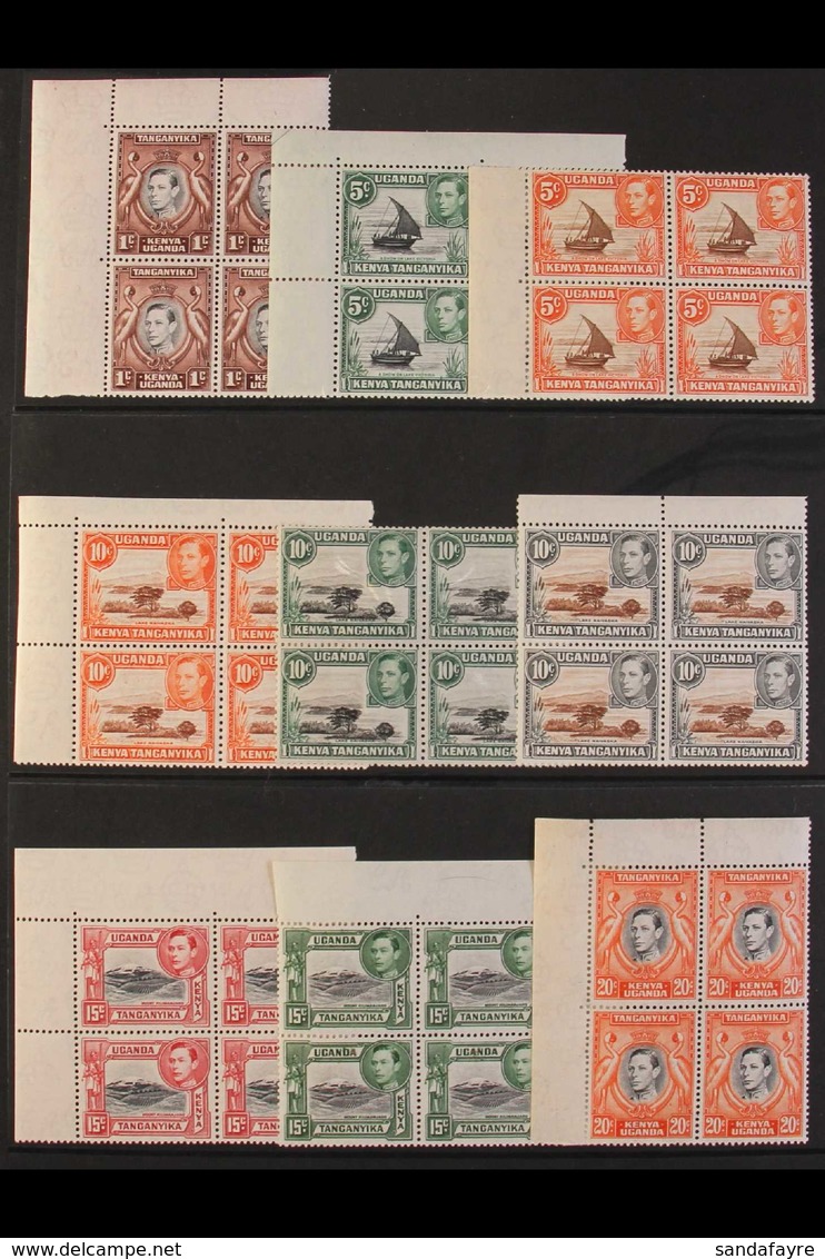 1938-54  Pictorials Set Complete, SG 131/50b, Never Hinged Mint BLOCKS OF FOUR. Scarce! (20 Blocks Of 4 = 80 Stamps) For - Vide