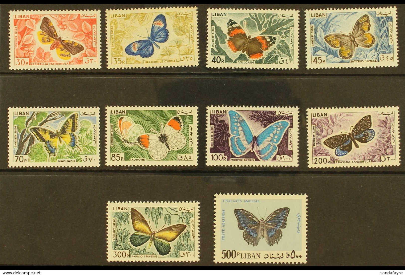 1965  Air Butterflies Complete Set, SG 873/82, Never Hinged Mint. (10 Stamps) For More Images, Please Visit Http://www.s - Libanon