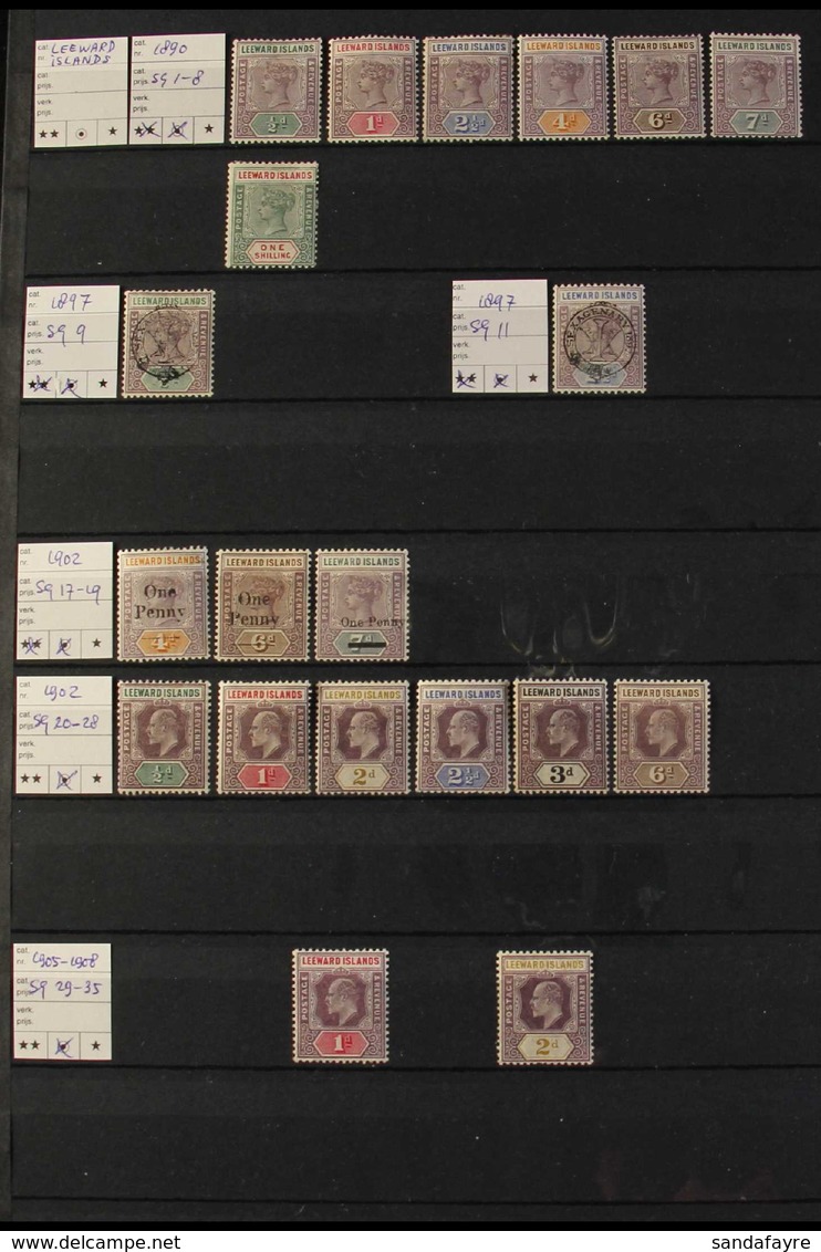 1890-1953 FINE MINT COLLECTION  Presented On Stock Pages, Includes 1890 To 1s, 1902 Surcharges Set,  1902 KEVII To 6d, 1 - Leeward  Islands