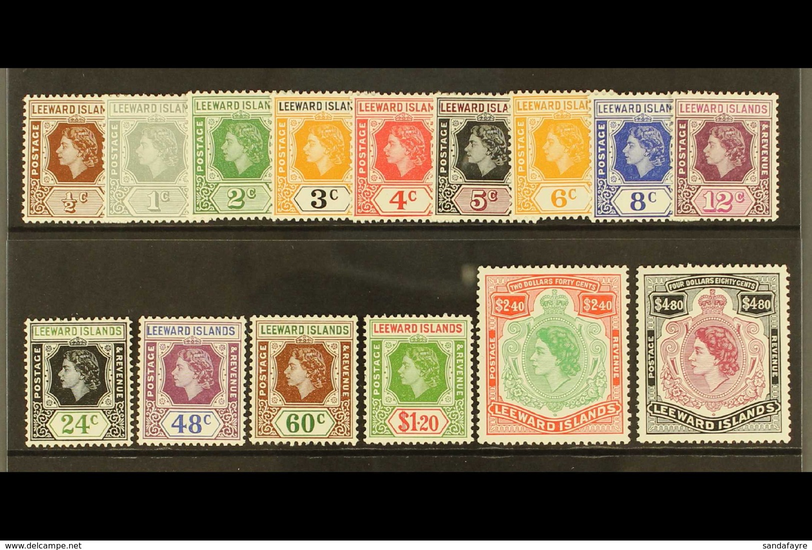 1954  QEII Definitives Set, SG 126/40, Never Hinged Mint (15) For More Images, Please Visit Http://www.sandafayre.com/it - Leeward  Islands