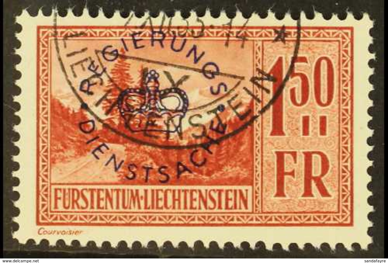 OFFICIAL  1934-5 1.50Fr Red-brown With Black Overprint, Mi 19, Very Fine Used. For More Images, Please Visit Http://www. - Sonstige & Ohne Zuordnung