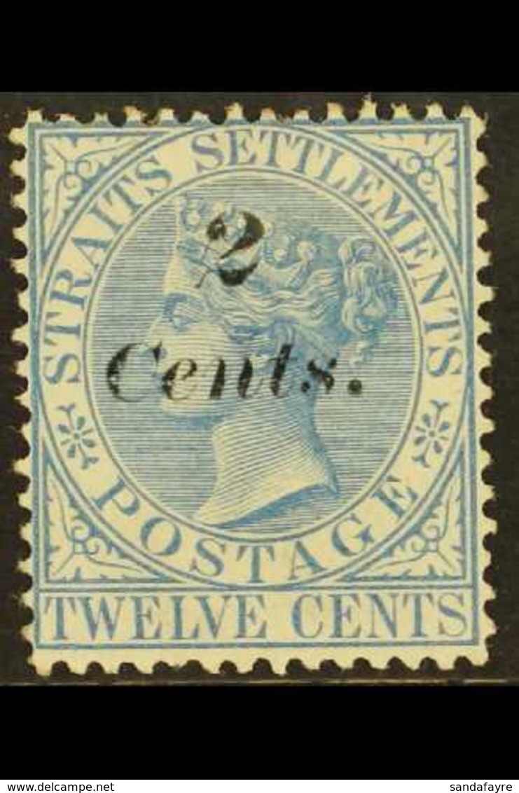 1883  2c On 12c Blue, SG 62, Fine Mint. Tiny Hinge Stain On Reverse Otherwise Very Fine. Scarce Stamp. For More Images,  - Straits Settlements