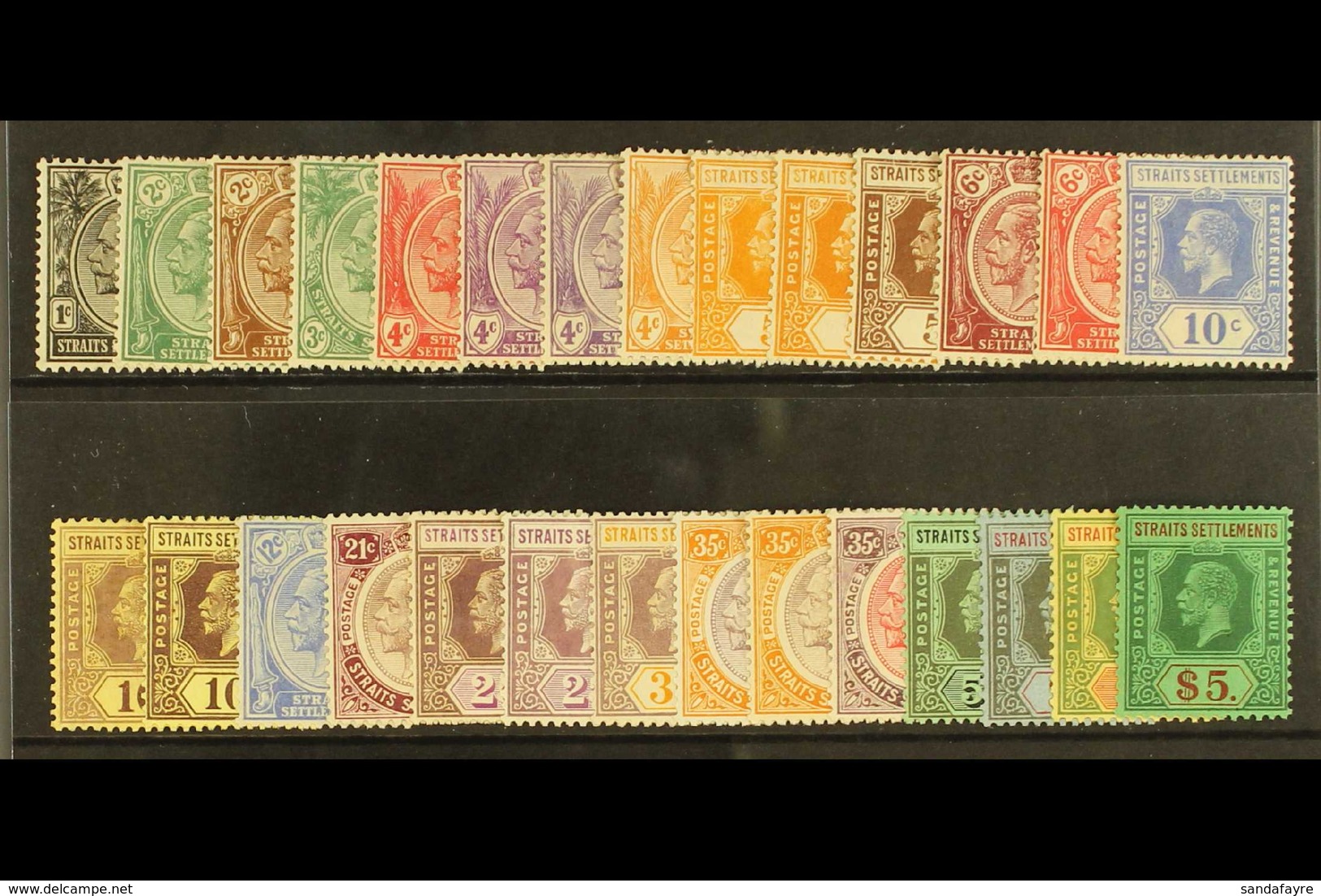 1921 - 33  Geo V Set To $5 Complete With Some Additional Shades, SG 218/240a, Very Fine And Fresh Mint. (28 Stamps) For  - Straits Settlements