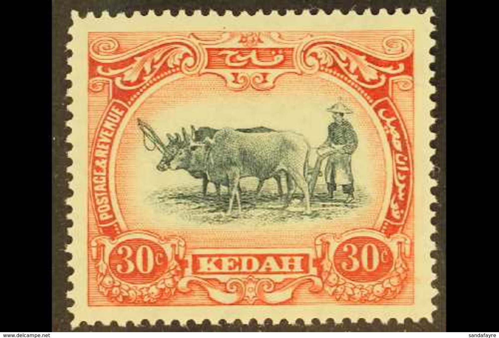 KEDAH  1921-32 30c Black & Rose Type II Watermark Crown To Left, SG 34b, Very Fine Mint, Fresh. For More Images, Please  - Sonstige & Ohne Zuordnung