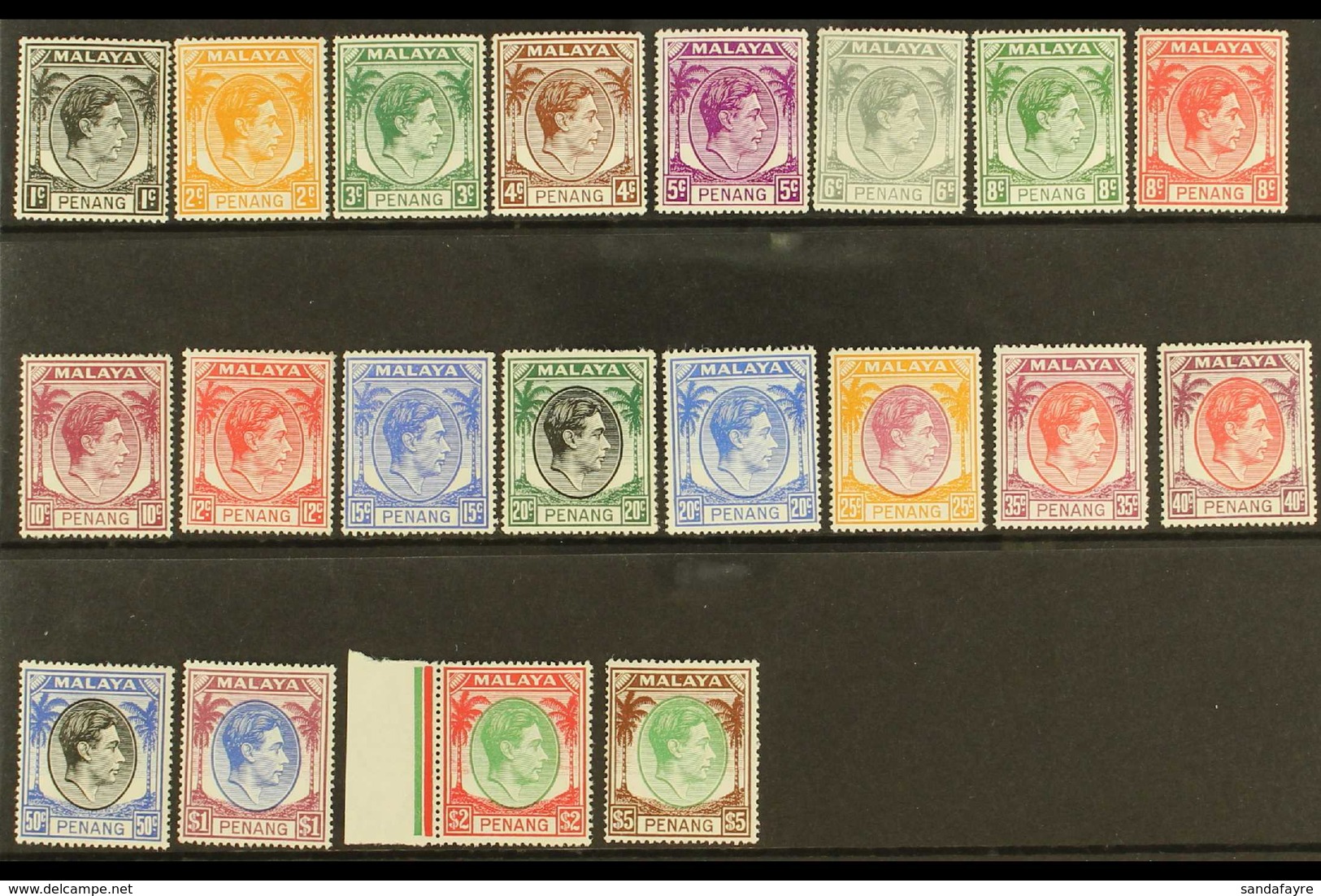 PENANG  1949-55 Complete KGVI Set, SG 3/22, Superb Never Hinged Mint. (20 Stamps) For More Images, Please Visit Http://w - Sonstige & Ohne Zuordnung