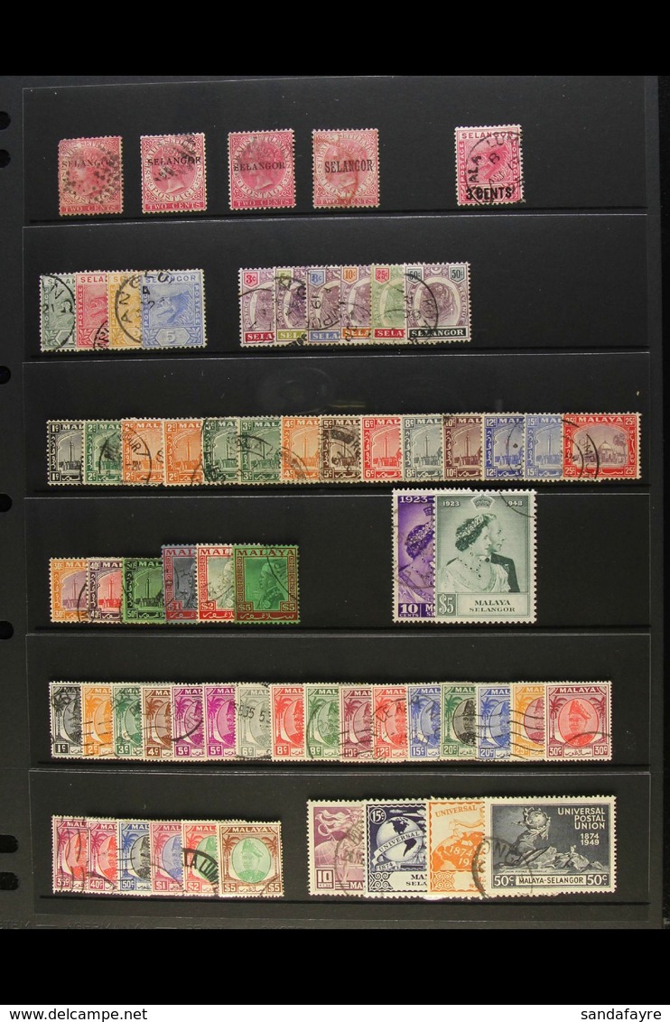 SELANGOR  1885 - 1970 Fine Used Collection With Many Sets And Including 1895 Tigers To 50c, 1935 Sultan Set Then 1948 To - Sonstige & Ohne Zuordnung