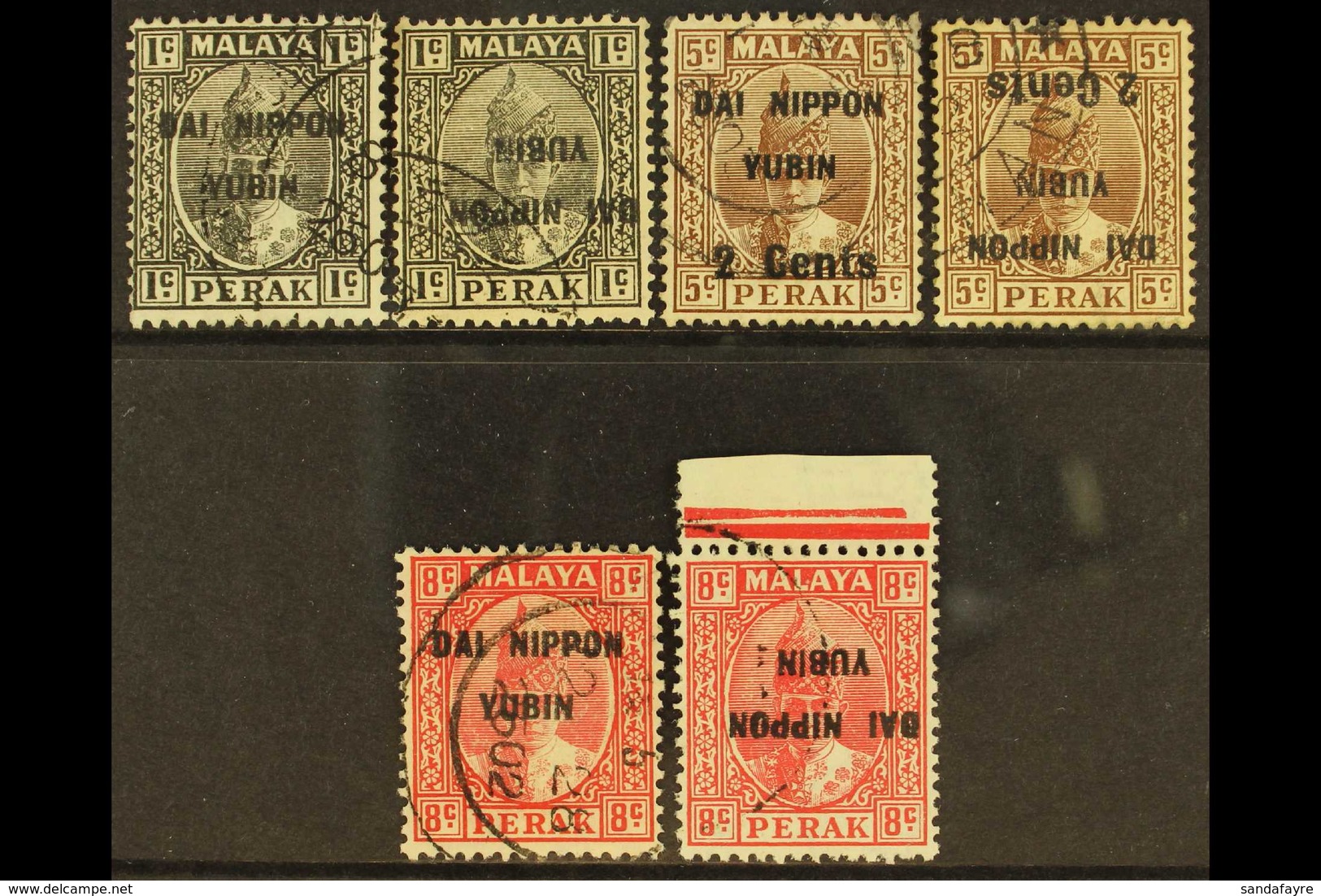GENERAL ISSUES  1942 Dai Nippon Yubin Overprint On Stamps Of Perak, SG J260/263, Together With The Set As Inverted Overp - Altri & Non Classificati