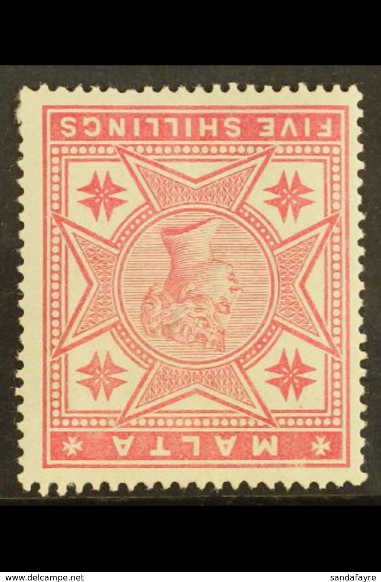 1886  5s Rose "INVERTED WATERMARK Variety, SG 30w, Fine Mint For More Images, Please Visit Http://www.sandafayre.com/ite - Malta (...-1964)