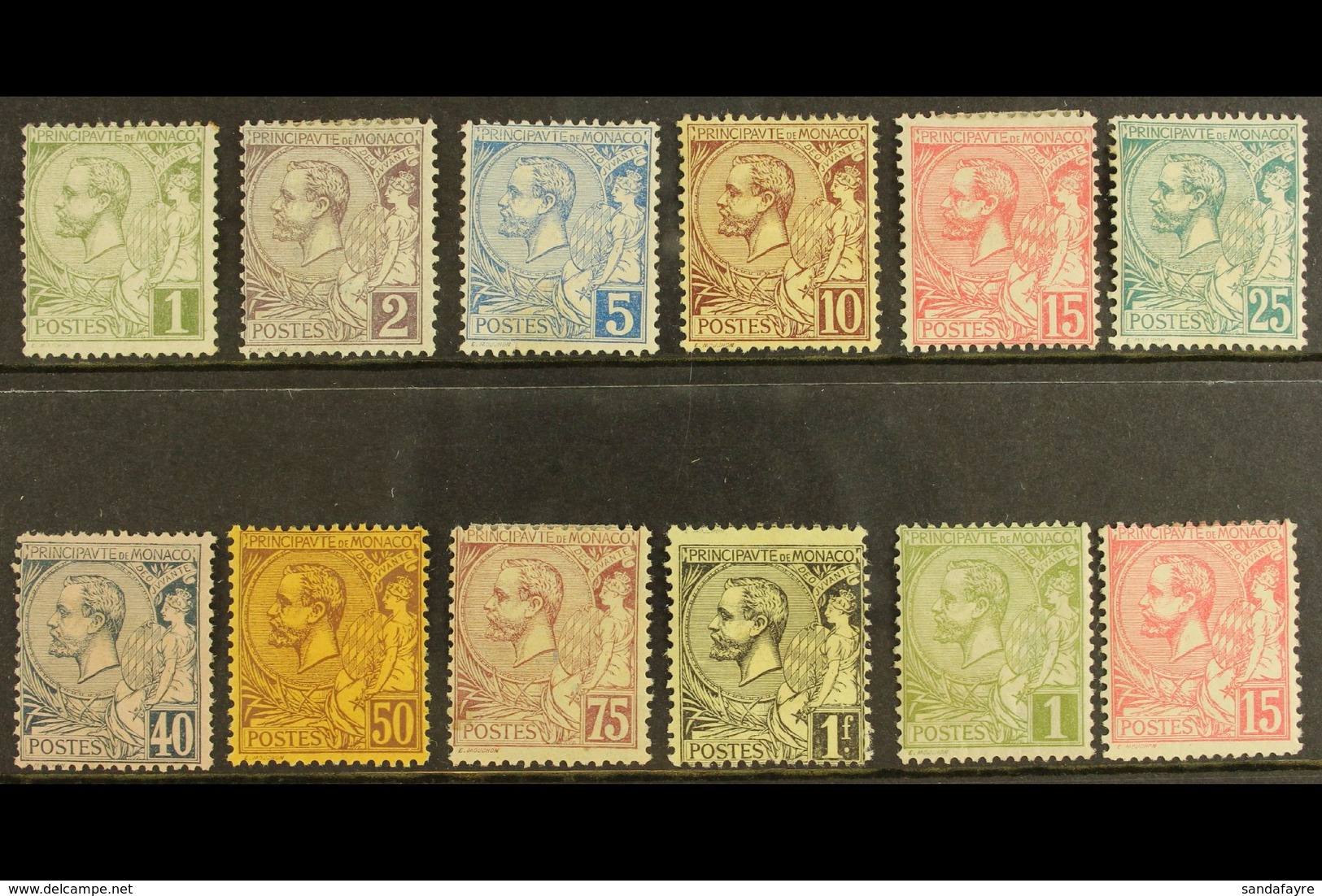 1891-94  Albert I Values To 1fr Plus Additional 1c & 15c Shades, Yv 11/20, Average Mint. Cat 1100+ Euros (£770 ). (12 St - Sonstige & Ohne Zuordnung