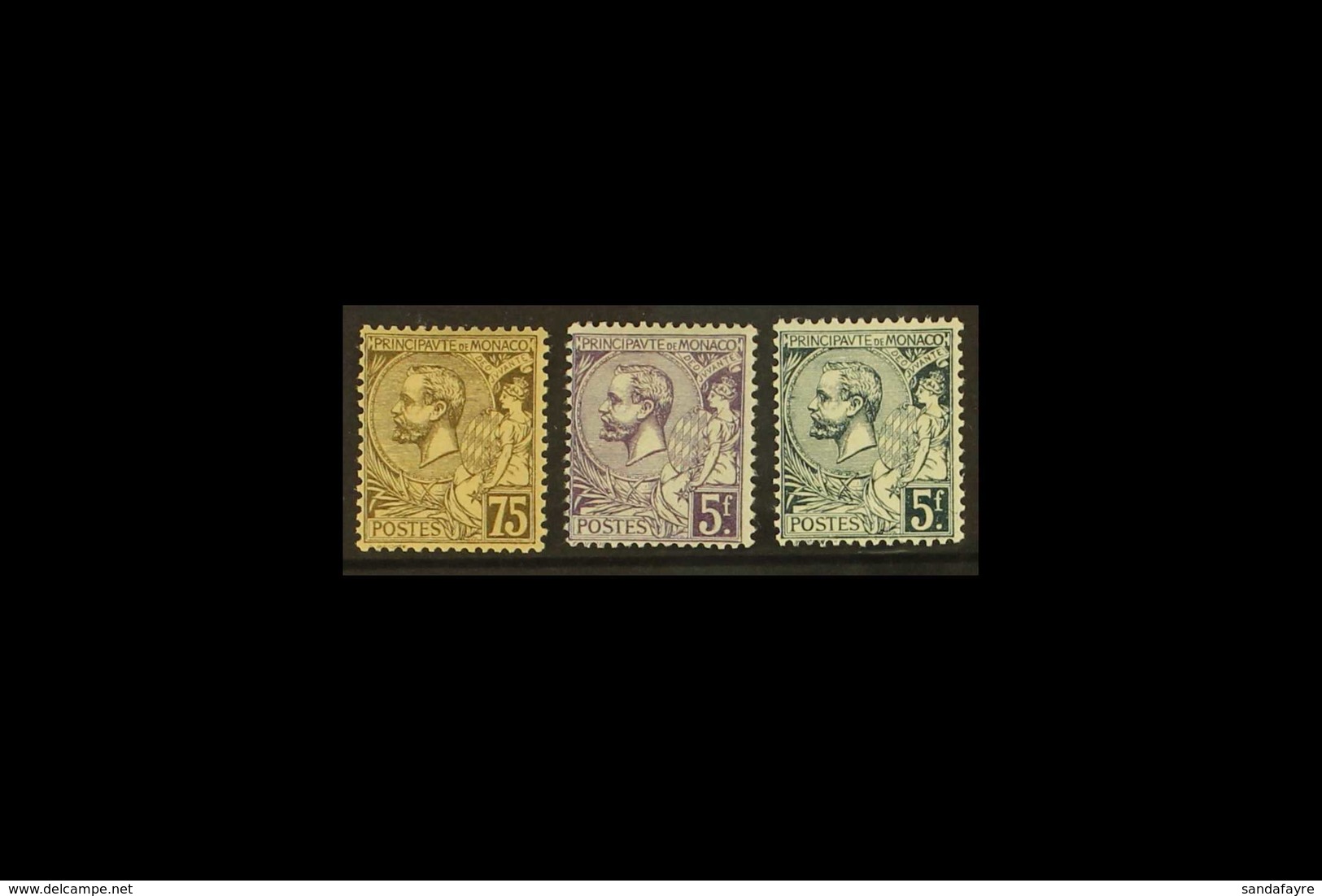 1920-1  75c Olive-brown On Buff, 5f Violet & 5f Dark Grey-green, Yvert 45/7, Very Fine Mint (3 Stamps) For More Images,  - Sonstige & Ohne Zuordnung