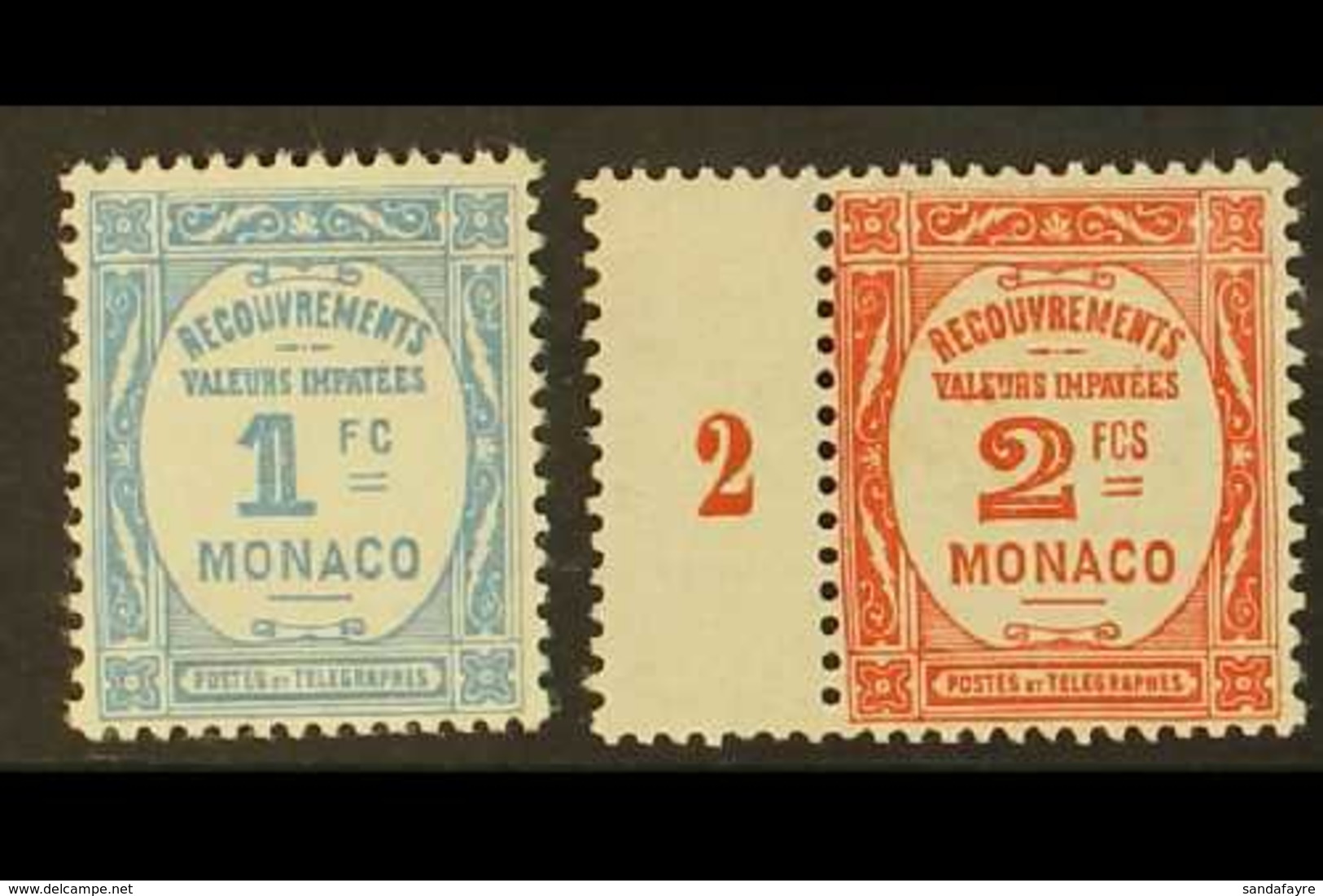 POSTAGE DUES  1932 1f Pale Blue & 2f Red, Yvert 27/8, Fine Mint (2 Stamps). For More Images, Please Visit Http://www.san - Other & Unclassified