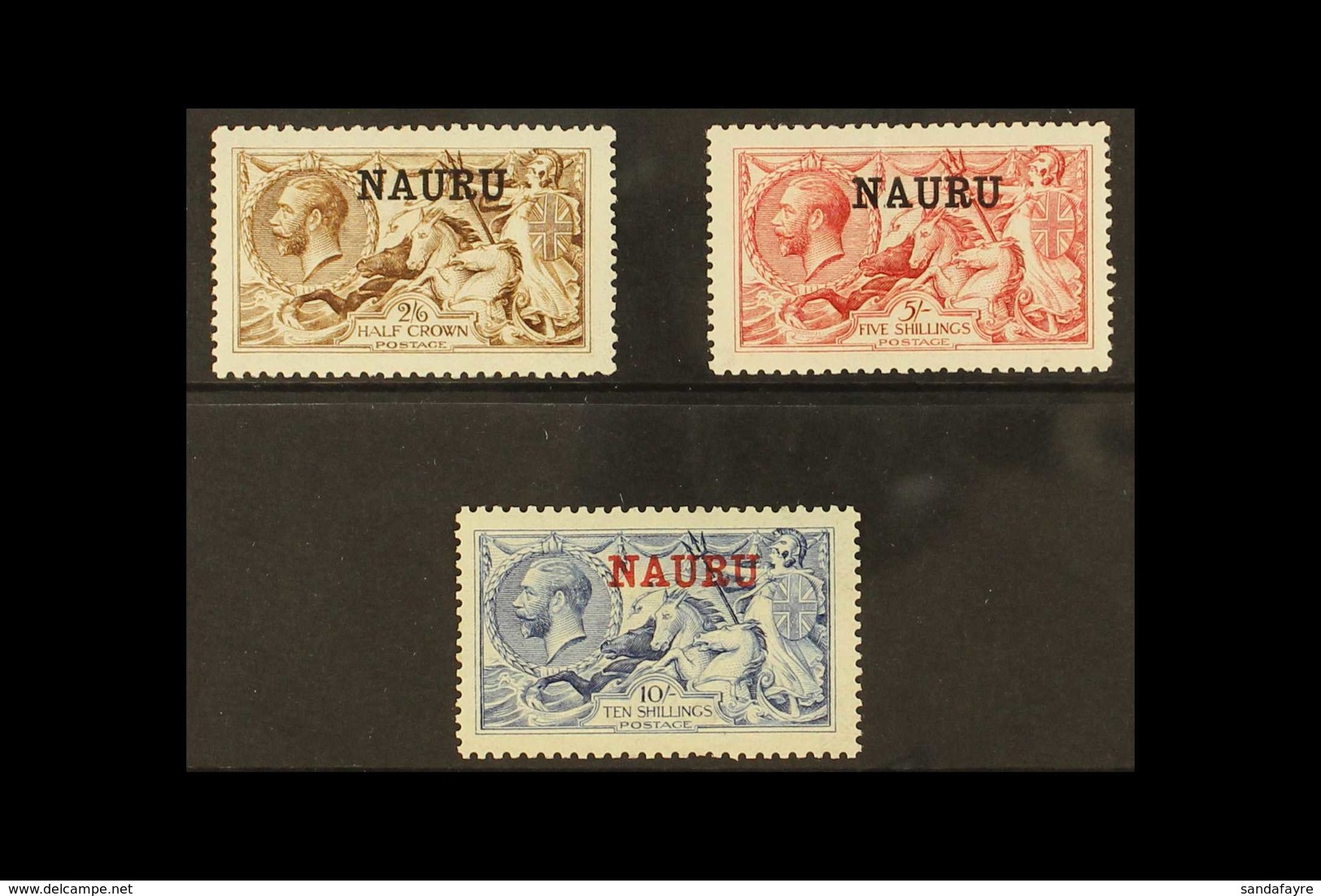 1916-18 SEAHORSES  2s.6d Brown, 5s Bright Carmine, 10s Pale Blue, SG 21/23, Fine Mint. (3 Stamps) For More Images, Pleas - Nauru