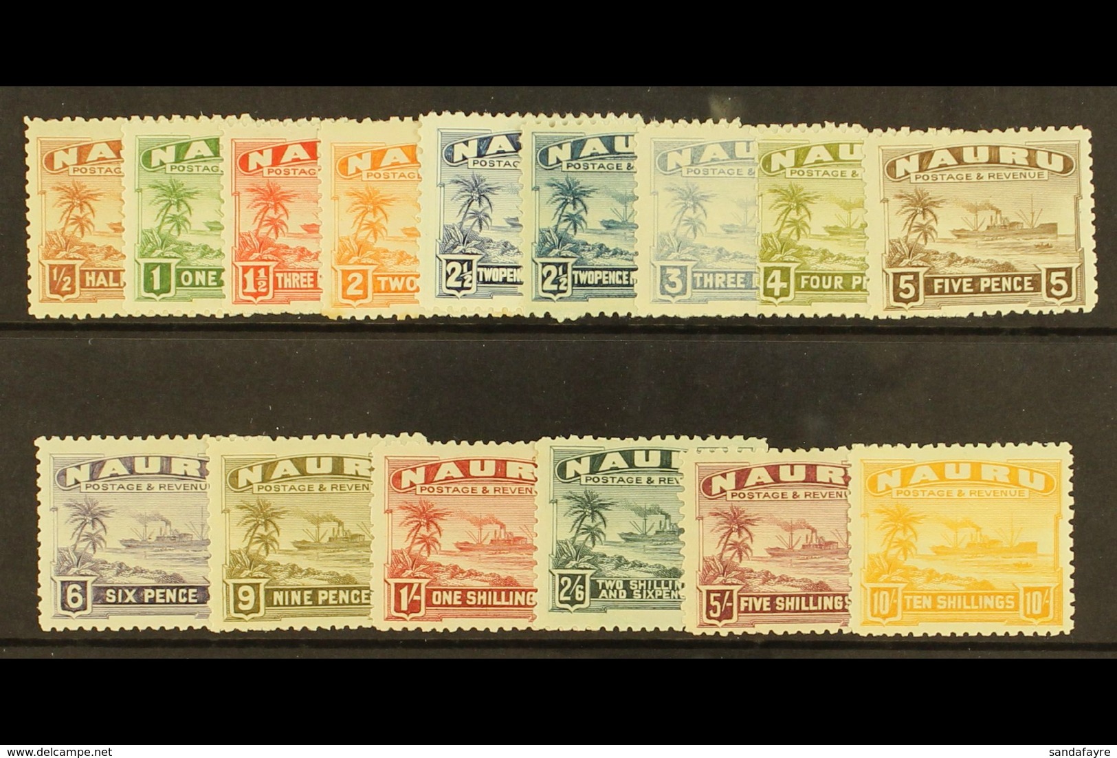 1924 - 48  Freighter Set On Rough Surfaced Paper, SG26A/39A Incl 2d Greenish Blue, Very Fine Mint. (15 Stamps) For More  - Nauru