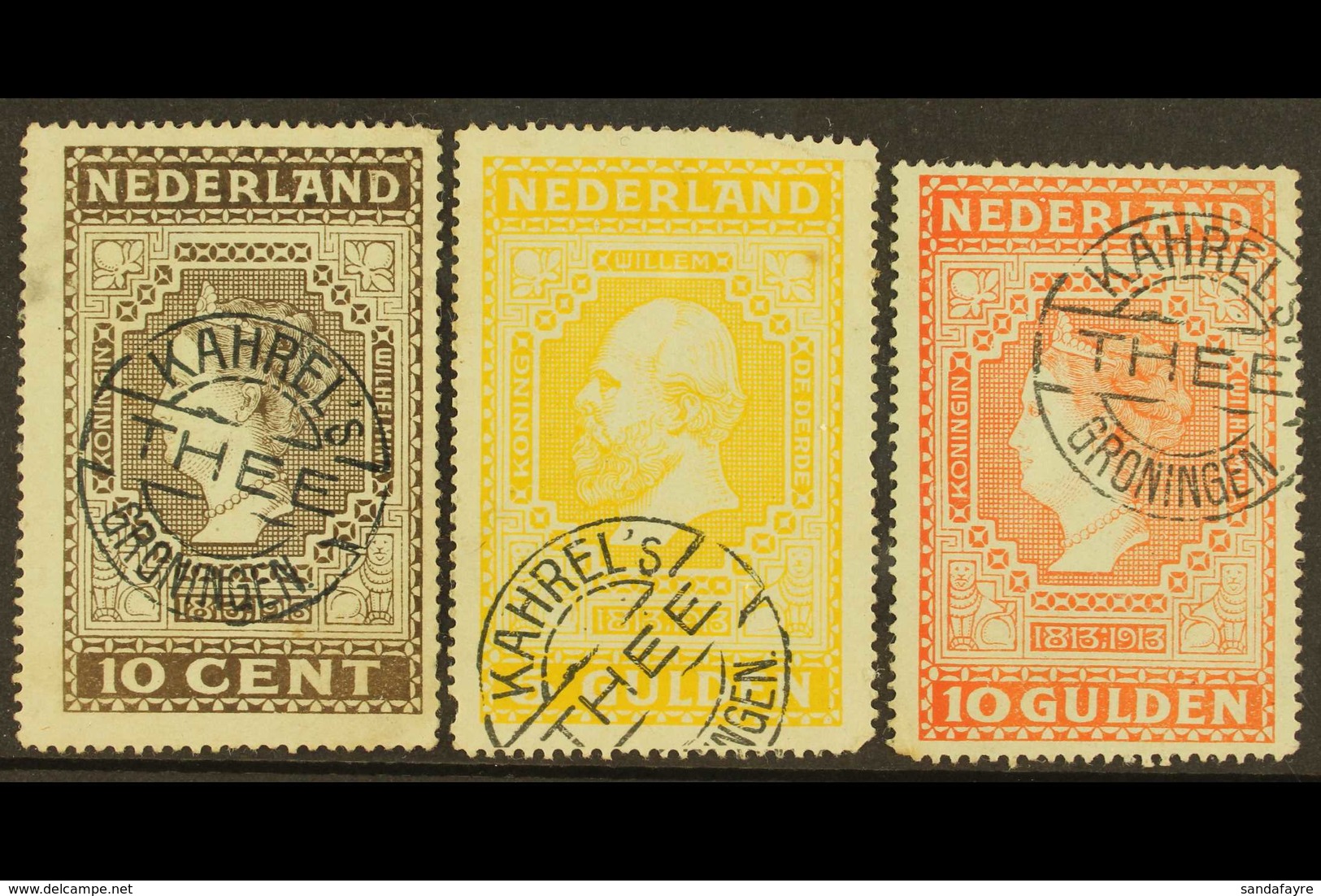 1913 INDEPENDENCE  Oversized Labels Inc 10c Brown, 5g Yellow & 10g Orange As SG 217, 224/25, Measuring Approx 40mm X 60m - Sonstige & Ohne Zuordnung