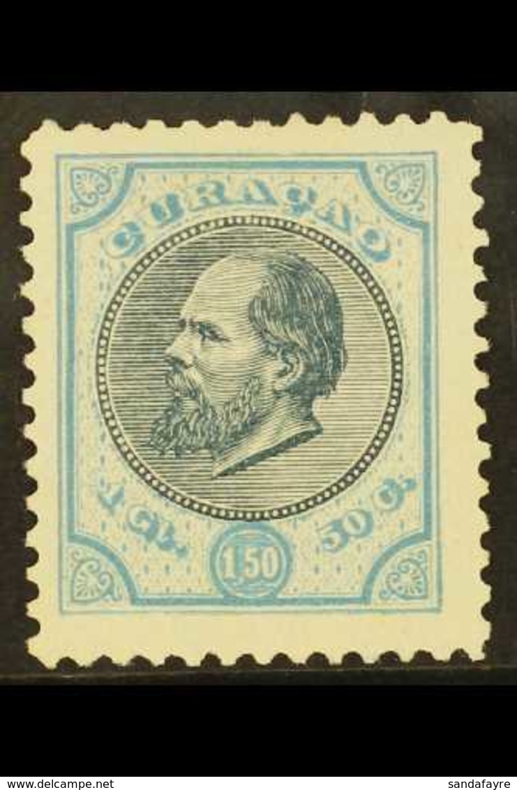 CURACAO  1873-92 1.50g Indigo & Pale Blue King (SG 29, NVPH 11F), Fine Unused No Gum As Issued, Very Fresh. For More Ima - Sonstige & Ohne Zuordnung