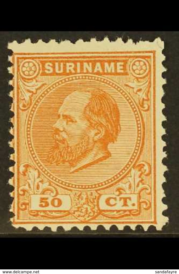 SURINAME  1873-88 50c Orange-brown Perf 11½x12 (SG 24a, NVPH 13D), Unused No Gum As Issued, Some Rough Perfs At Top, Ver - Sonstige & Ohne Zuordnung