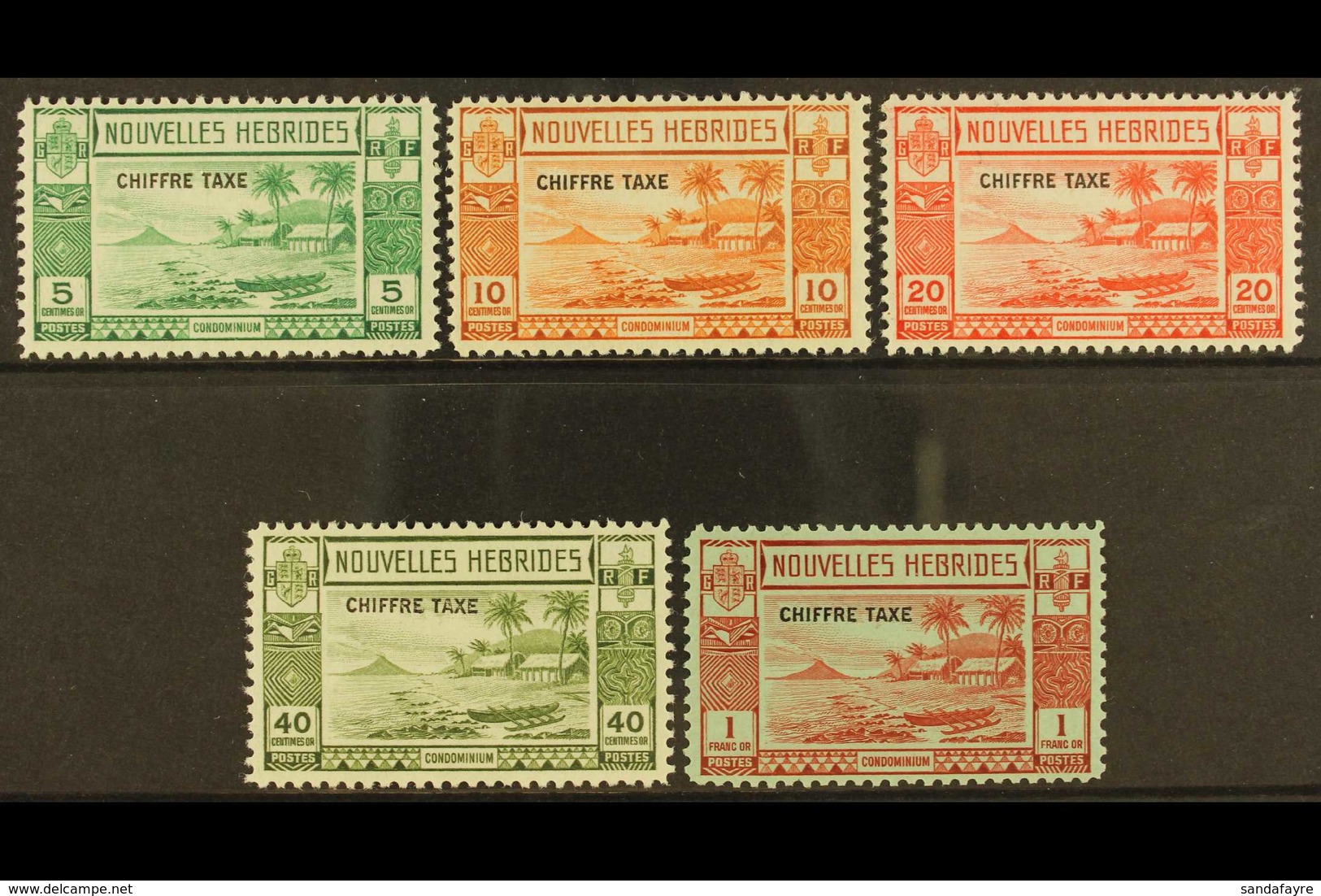 FRENCH INSCRIPTIONS  POSTAGE DUES 1938 Small Overprint Set, SG FD 65/69, Very Fine Mint. (5 Stamps) For More Images, Ple - Sonstige & Ohne Zuordnung