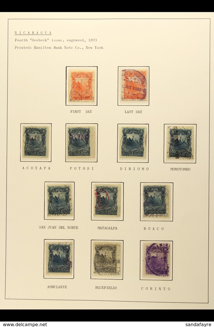 1893 POSTMARKS COLLECTION  A Fine Collection Of The Fourth "Seebeck" Issues With Values To 50c Showing A Good Range Of R - Nicaragua