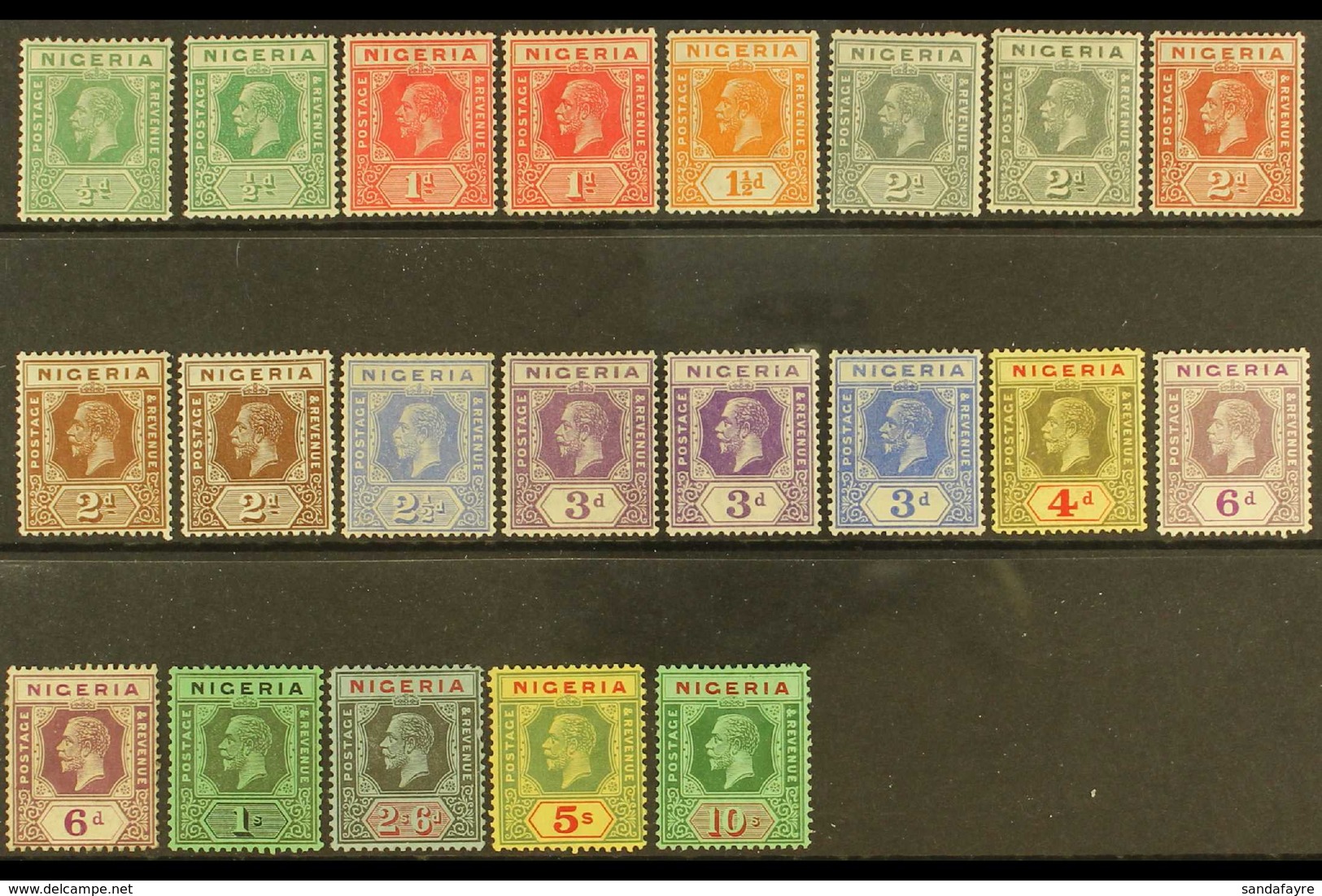 1921-32  Complete Set, SG 15/29, Plus Die Changes To 3d, Fine Mint. (21 Stamps) For More Images, Please Visit Http://www - Nigeria (...-1960)