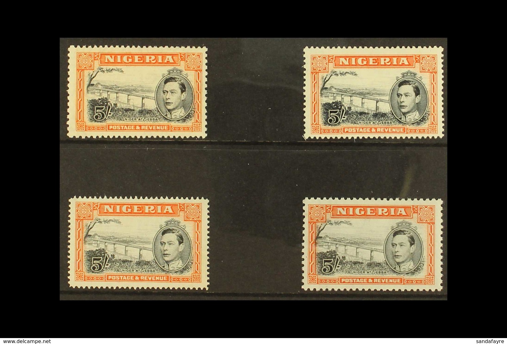 1938-51  5s Black & Orange Perforation Variant Set, SG 59, 59a, 59b & 59c. Fine Mint (4 Stamps) For More Images, Please  - Nigeria (...-1960)