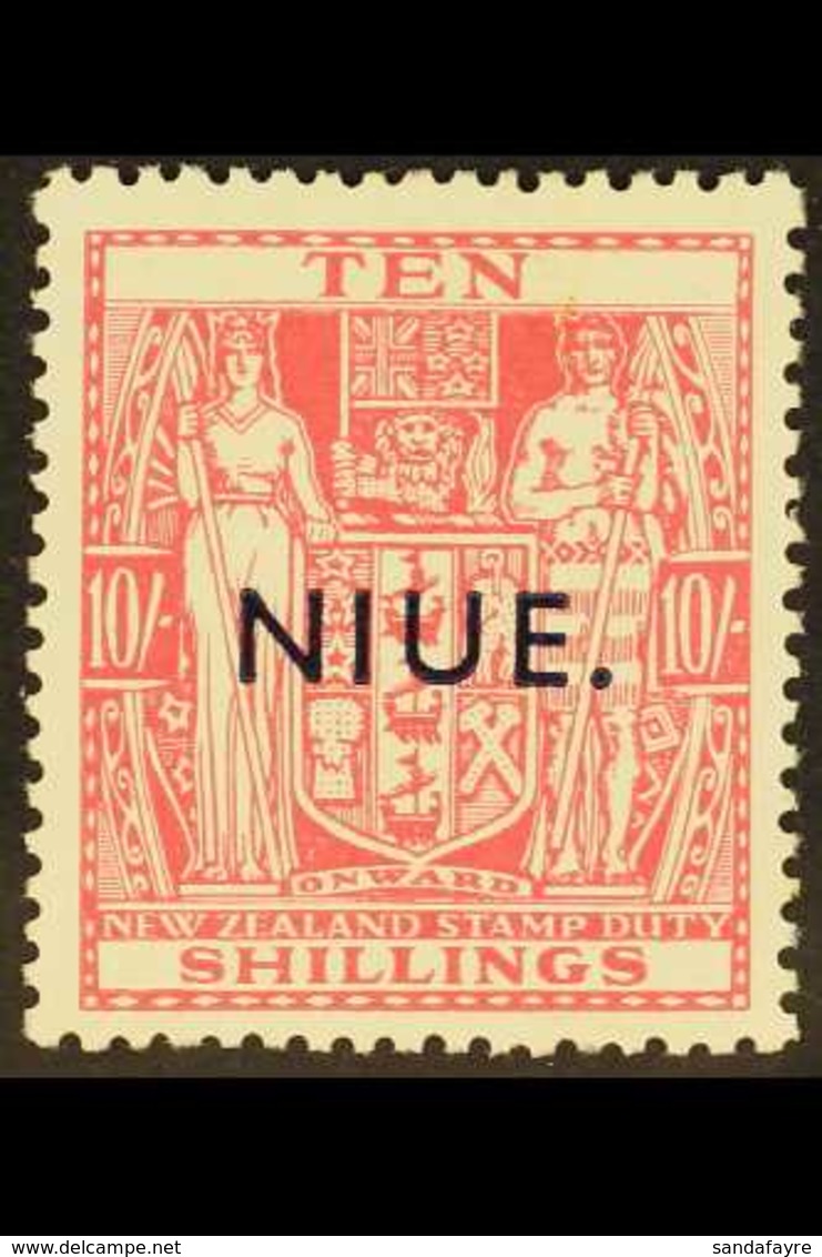 1941-67  10s Pale Carmine-lake Overprint "Single" Watermark, SG 81, Very Fine Mint, Fresh. For More Images, Please Visit - Niue