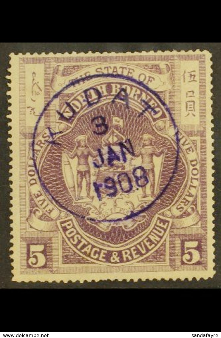 1894  $5 Dull Purple, SG 85b, Very Fine Used With Violet KUDAT Cds Cancellation. For More Images, Please Visit Http://ww - Nordborneo (...-1963)