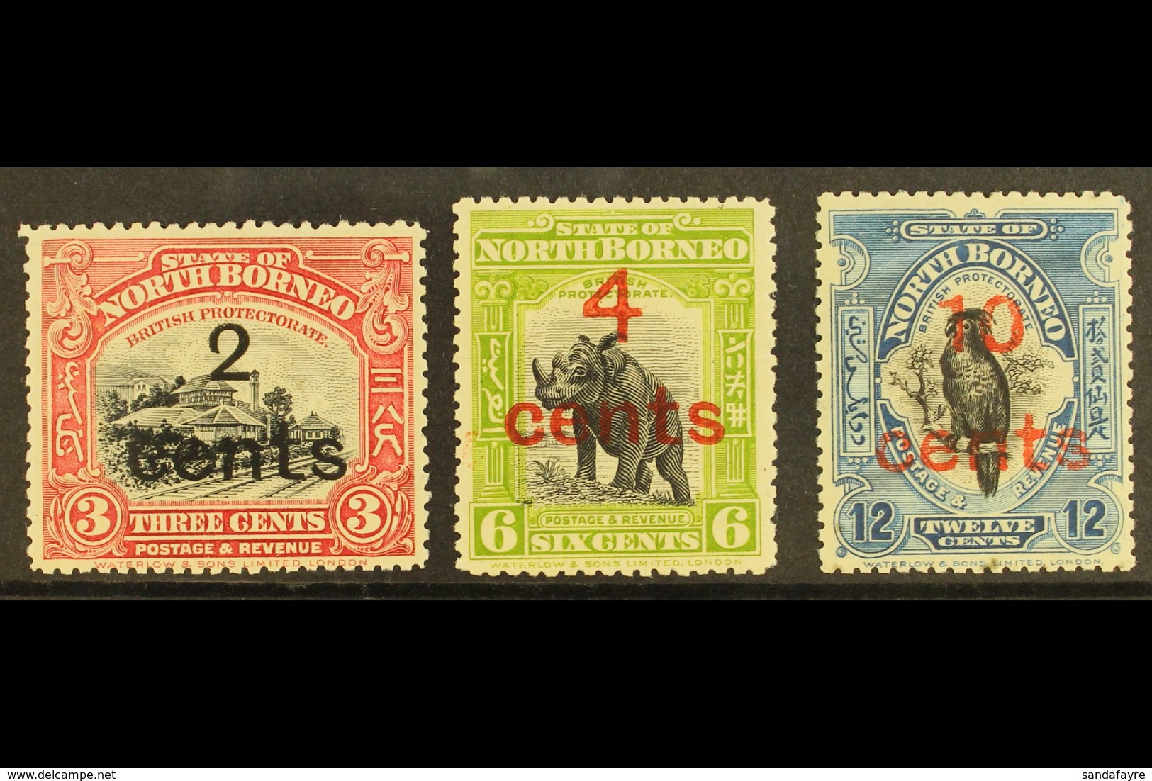 1916  Surcharges Set, SG 186/188, Fine Mint. (3) For More Images, Please Visit Http://www.sandafayre.com/itemdetails.asp - Nordborneo (...-1963)