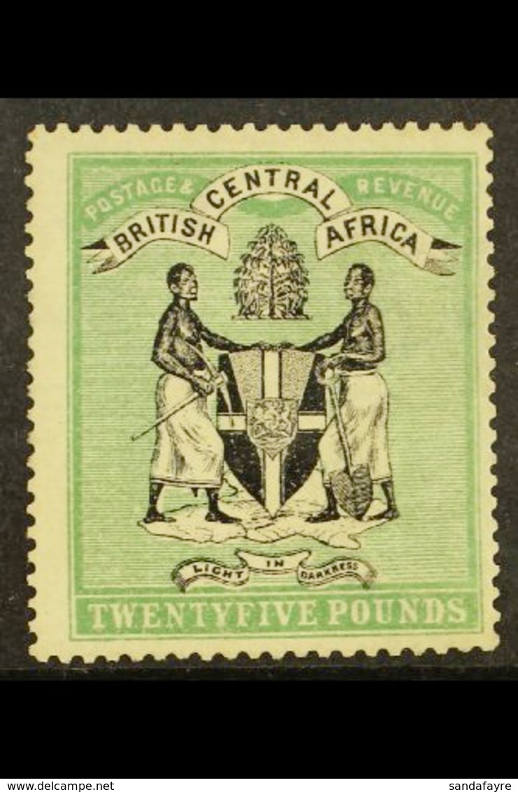 1896  (watermark Crown CC Sideways) £25 Black And Green Overprinted "SPECIMEN" Mint (SG 42s, Cat £425) - A Genuine Stamp - Nyassaland (1907-1953)