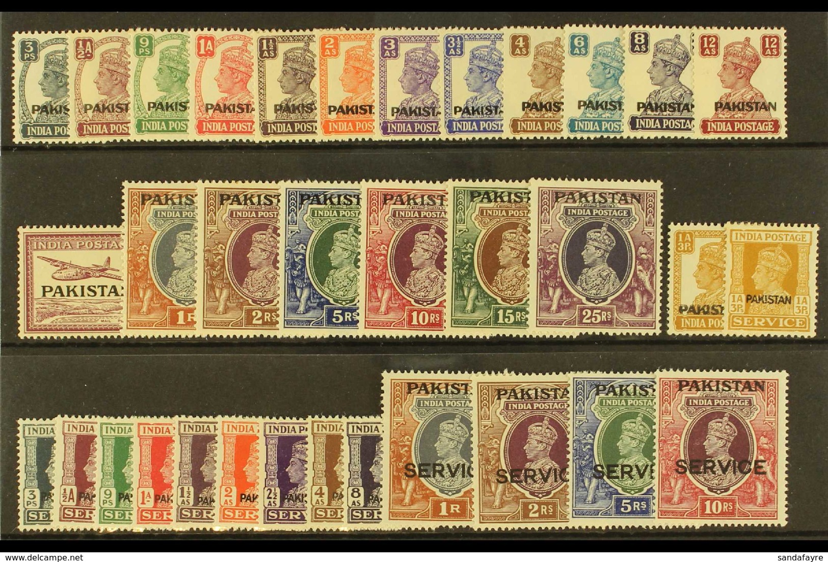 1947 COMPLETE KGVI MINT COLLECTION  A Complete Mint Collection Of Postal & Official Opt'd Issues, SG 1/19 & SG O1/13 Plu - Pakistan