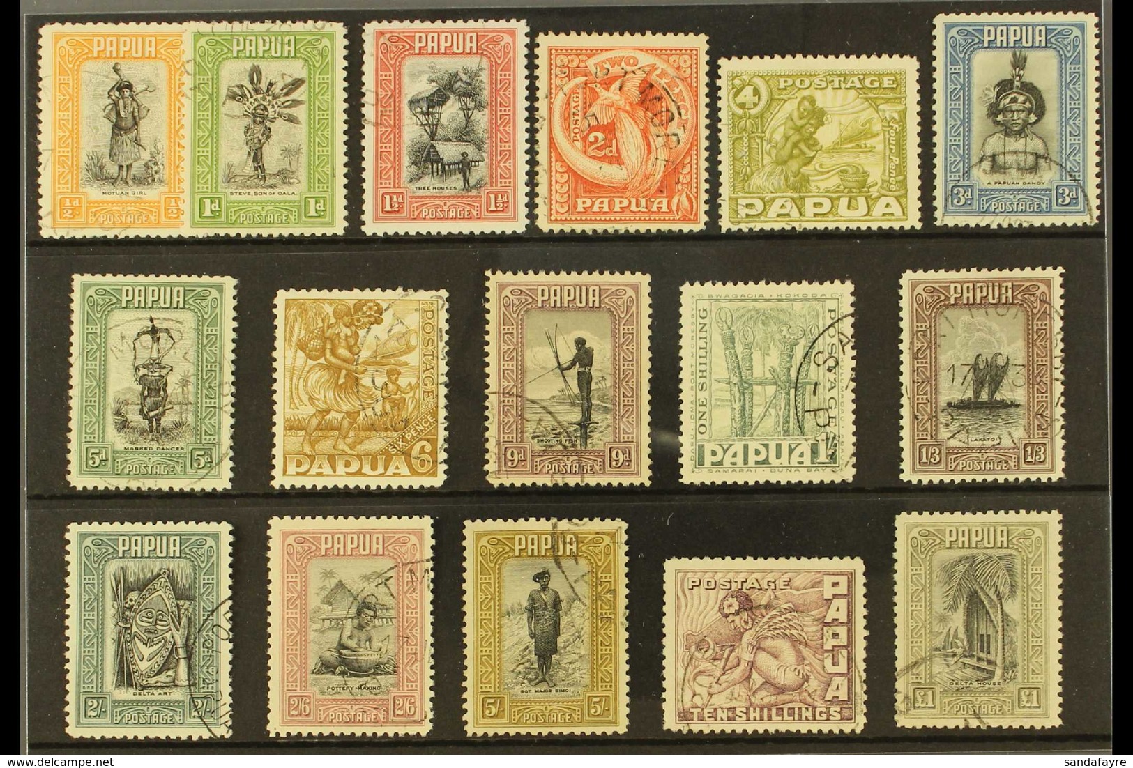 1932-40  Pictorials Set Complete, SG 130/145, Very Fine Used (16 Stamps) For More Images, Please Visit Http://www.sandaf - Papua Nuova Guinea