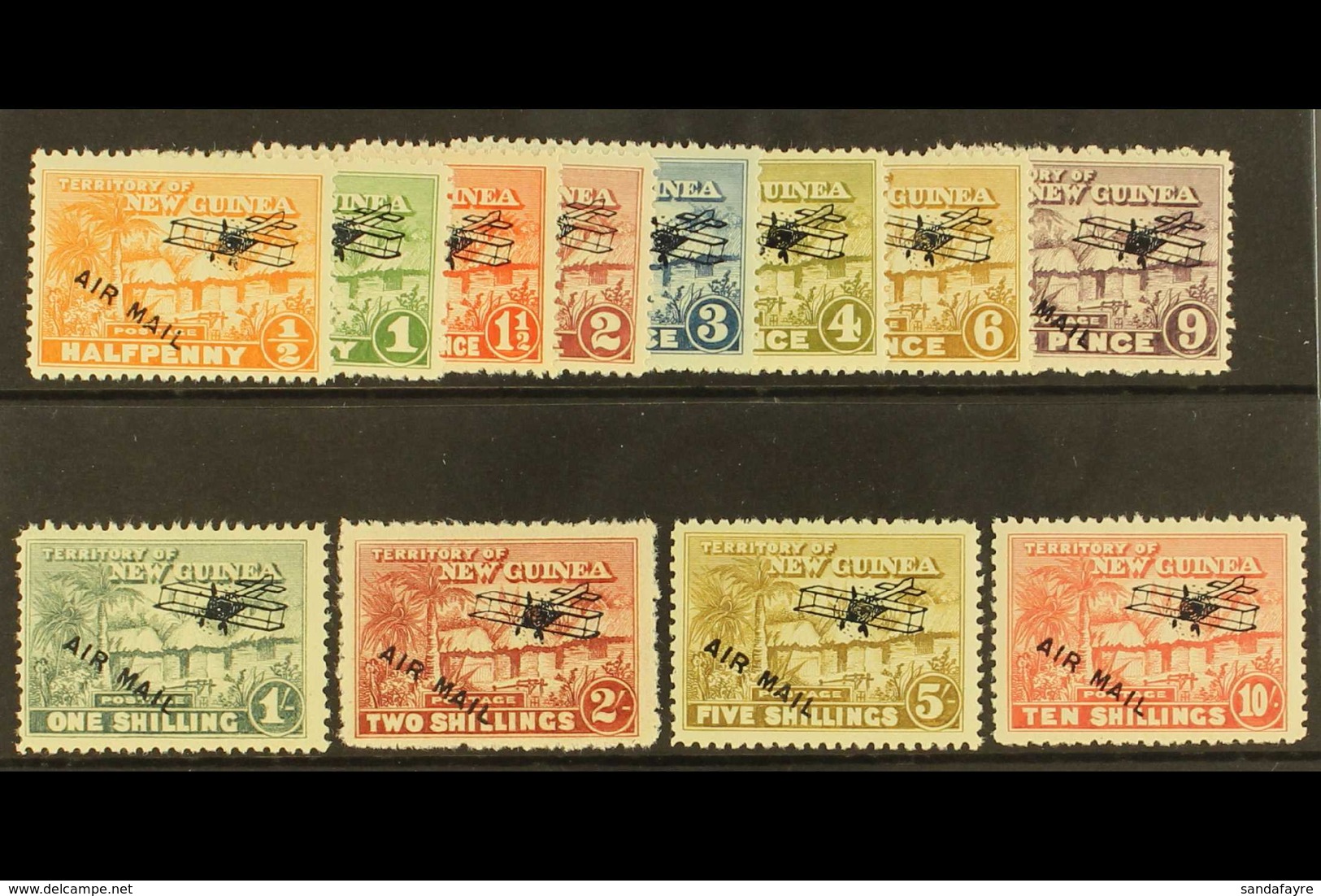 1931  "Native Village" Air Mail Overprints Set Complete To 10s, SG 137/148, Very Fine Mint. (12 Stamps) For More Images, - Papua-Neuguinea