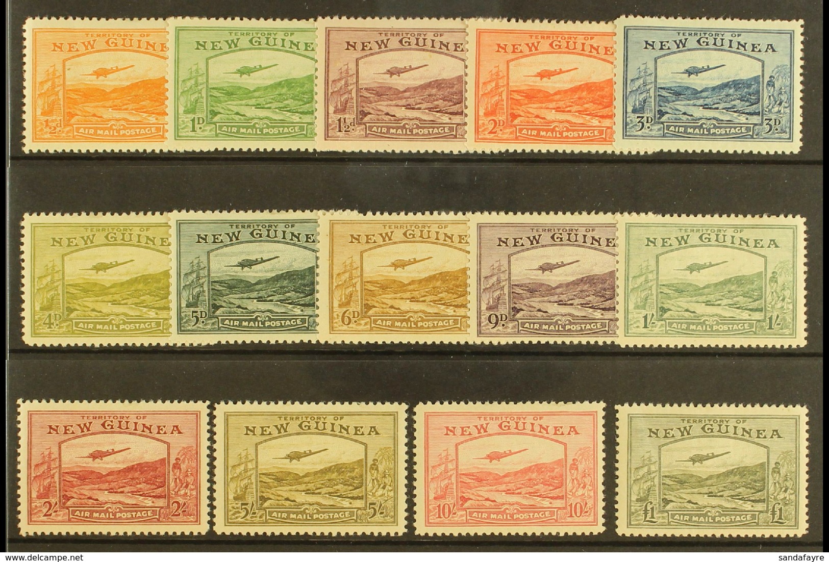 1939  AIRMAILS Bulolo Goldfields Set Inscribed "AIRMAIL POSTAGE," SG 212/25, Mint (14). For More Images, Please Visit Ht - Papua-Neuguinea