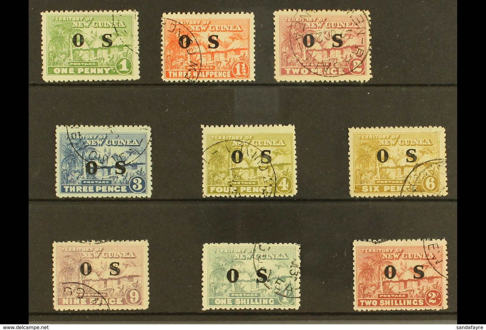 OFFICIALS  1925-31 "OS" Opt'd "Native Village" Set, SG O22/30, Fine Cds Used (9 Stamps) For More Images, Please Visit Ht - Papua-Neuguinea