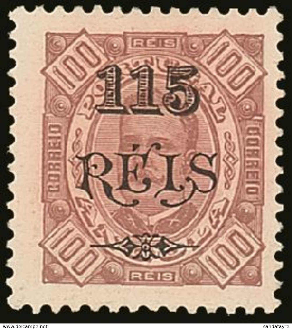 ANGOLA  1902 115s On 100r Brown Perf 11½, Afinsa 67, Very Fine Mint. For More Images, Please Visit Http://www.sandafayre - Sonstige & Ohne Zuordnung