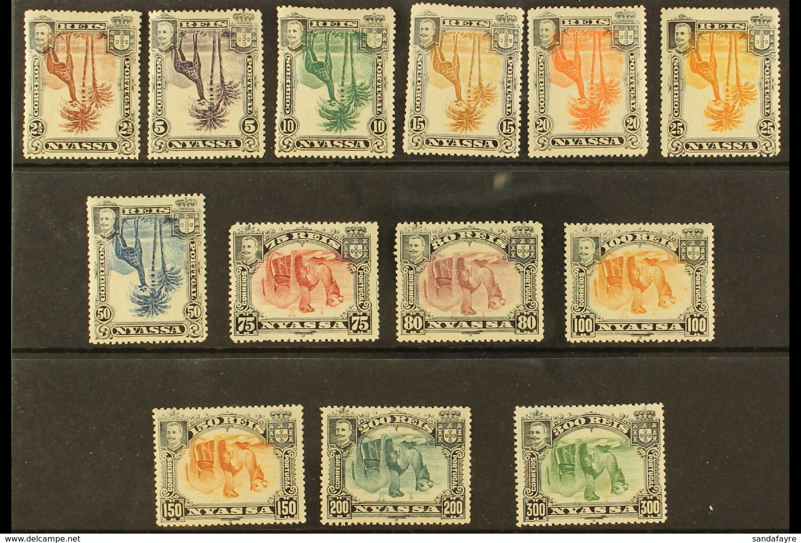 NYASSA  1901 Animals Pictorials With CENTRES INVERTED Complete Set (SG 27a/39a, Afinsa 27/39 Var), Mint, 20r Small Corne - Andere & Zonder Classificatie