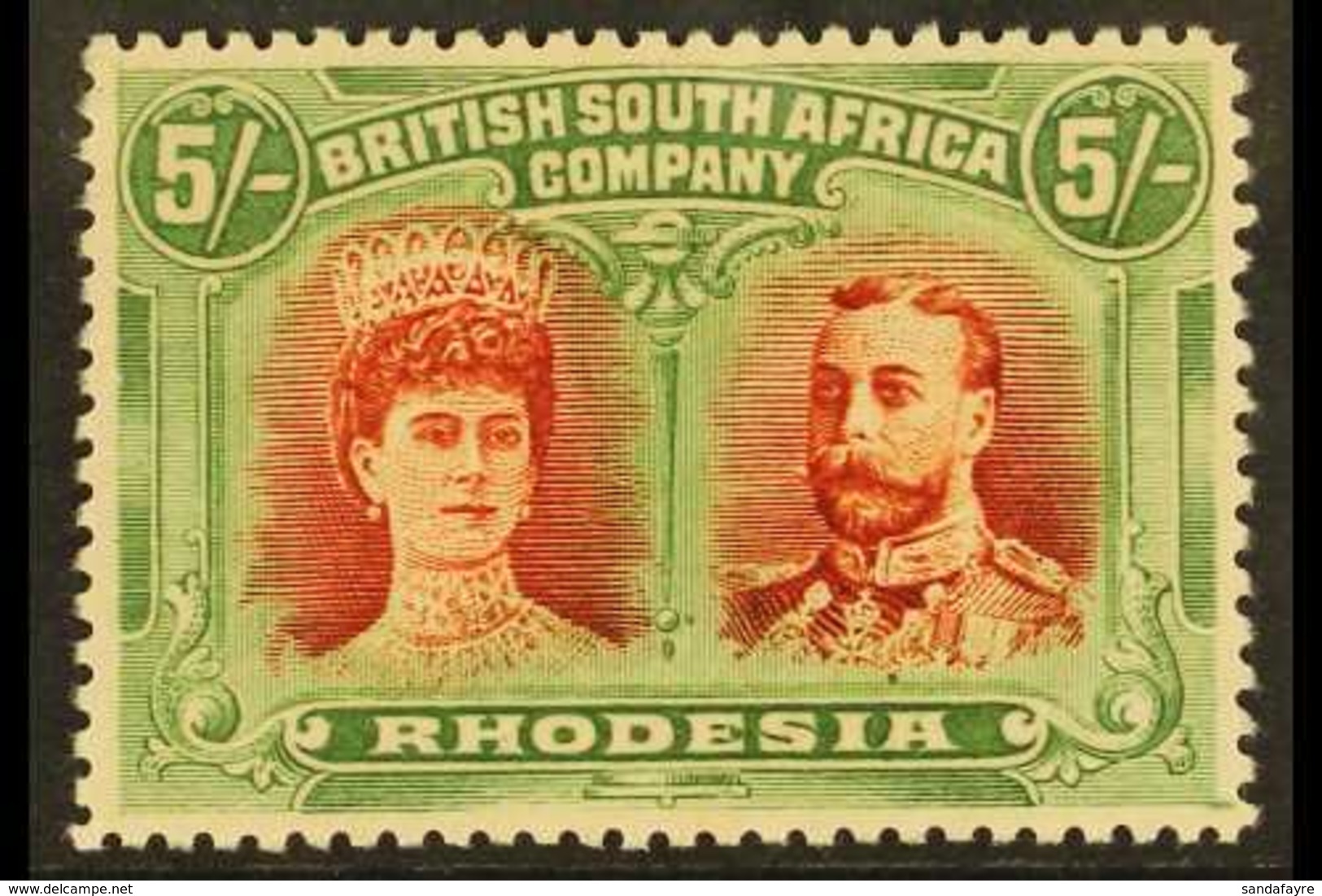 1910  5s Vermilion And Deep Green, Double Head, SG 159, Very Fine Mint. For More Images, Please Visit Http://www.sandafa - Sonstige & Ohne Zuordnung