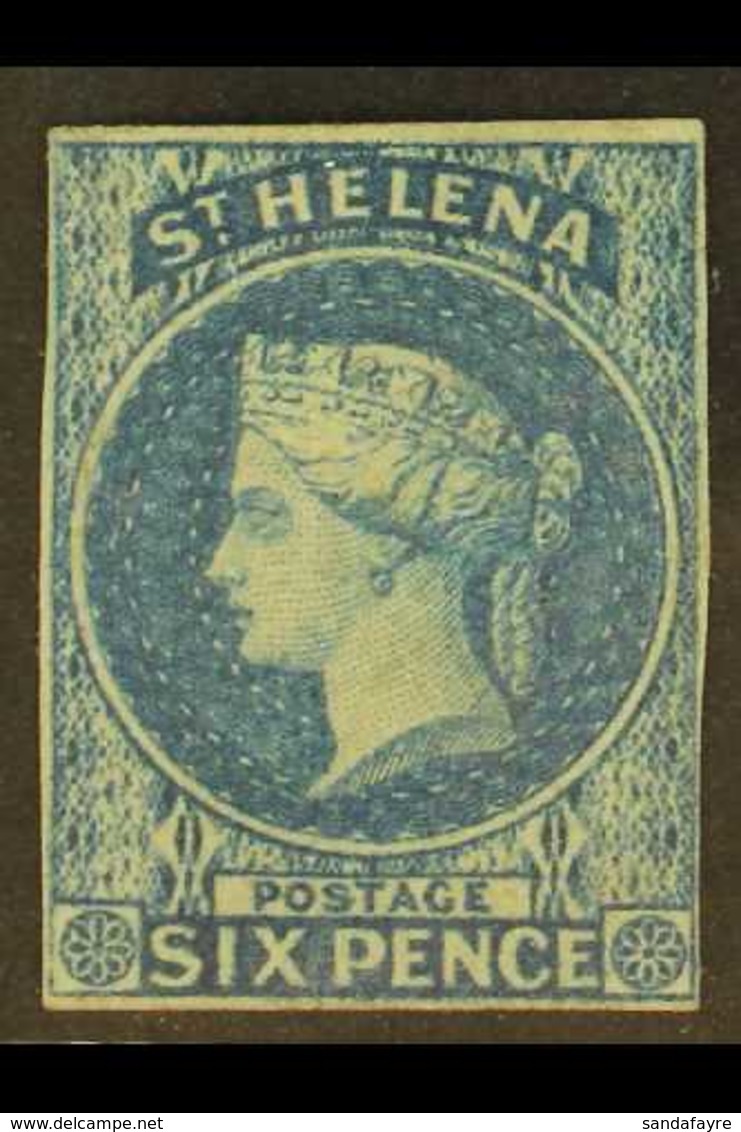 1856  6d Blue Imperf, SG 1, Fine Mint With Original Gum, Four Just Clear To Good Margins All Round.  For More Images, Pl - St. Helena