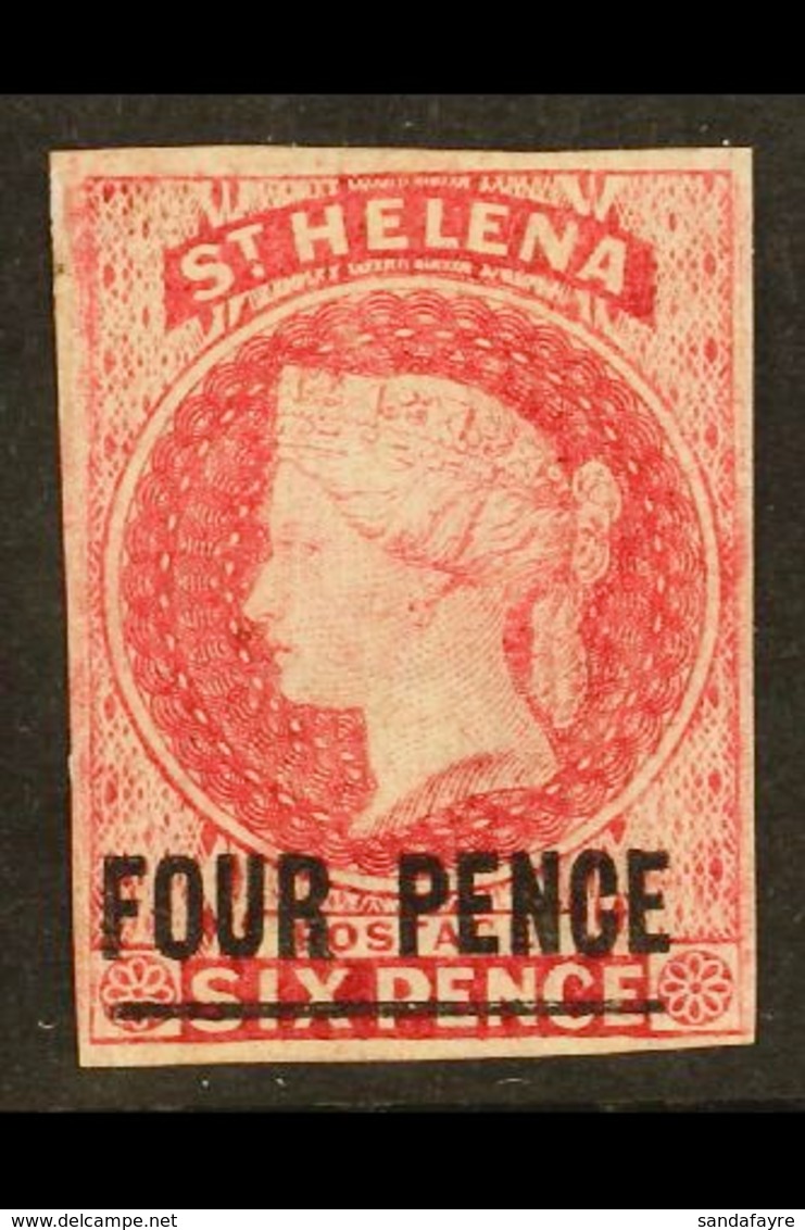 1863  4d Carmine, SG 5, Very Fresh Mint With Four Margins And Large Part Original Gum. For More Images, Please Visit Htt - St. Helena